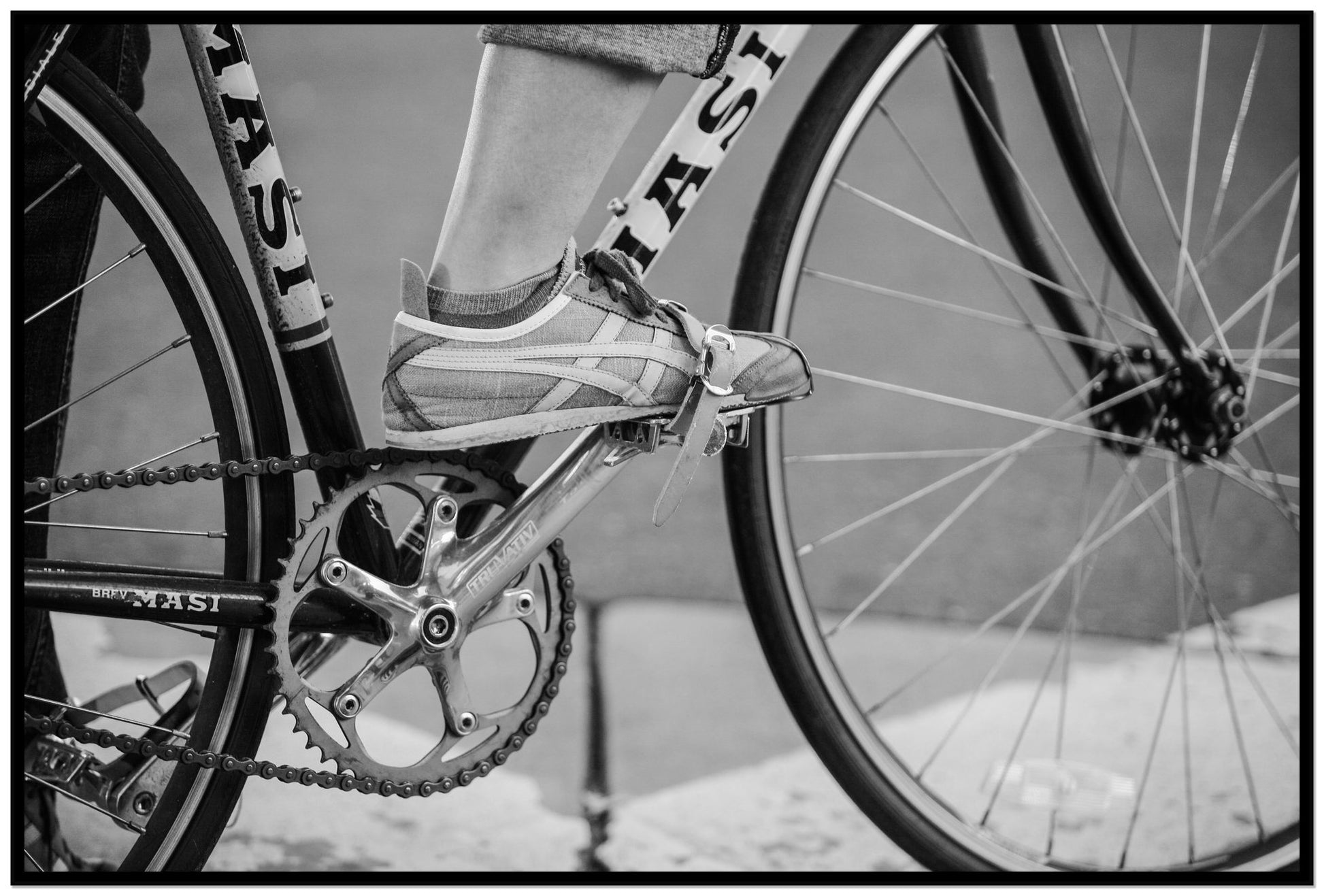 Ride by Dylan Ozanich, 48×72 Full Bleed Print in a Black frame