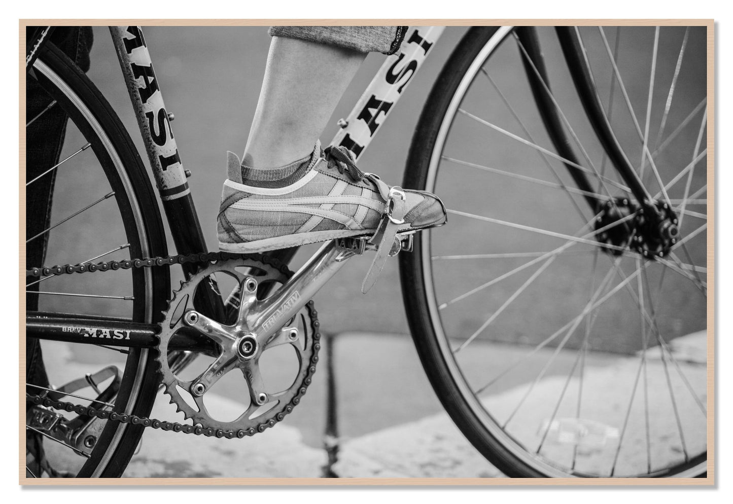 Ride by Dylan Ozanich, 48×72 Full Bleed Print in a Maple frame