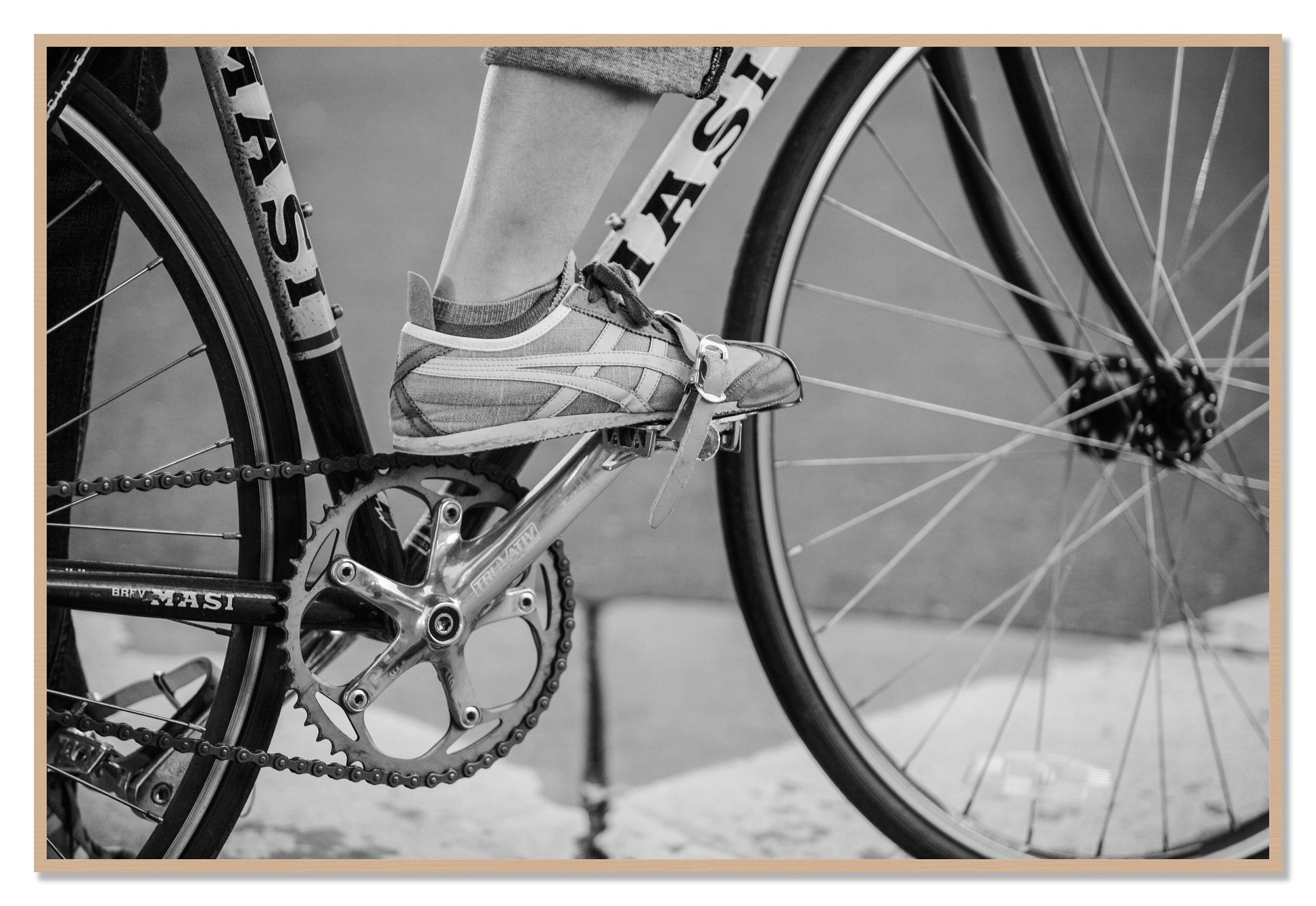 Ride by Dylan Ozanich, 48×72 Full Bleed Print in an Oak frame