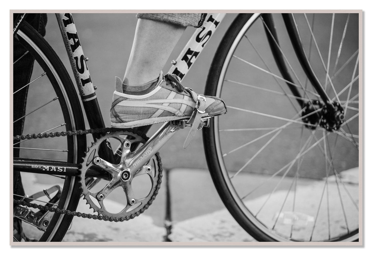Ride by Dylan Ozanich, 48×72 Full Bleed Print in a White Maple frame