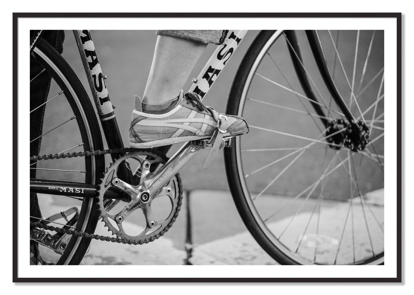 Framed photograph of Ride by Dylan Ozanich, Black Walnut frame, Borders