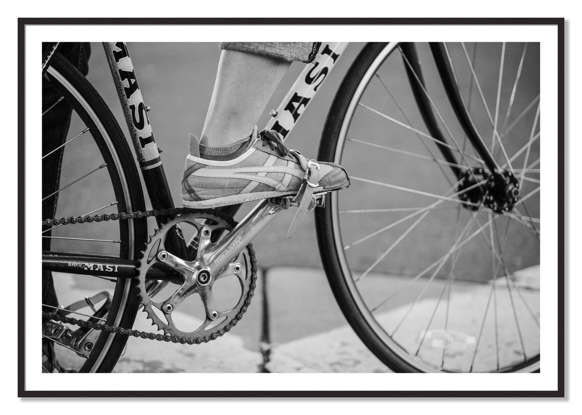 Framed photograph of Ride by Dylan Ozanich, Black Walnut frame, Borders