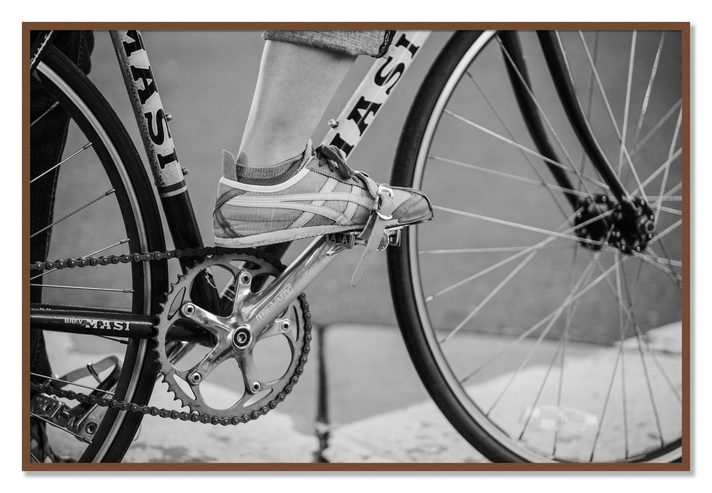 Framed photograph of Ride by Dylan Ozanich, Walnut frame, Full Bleed