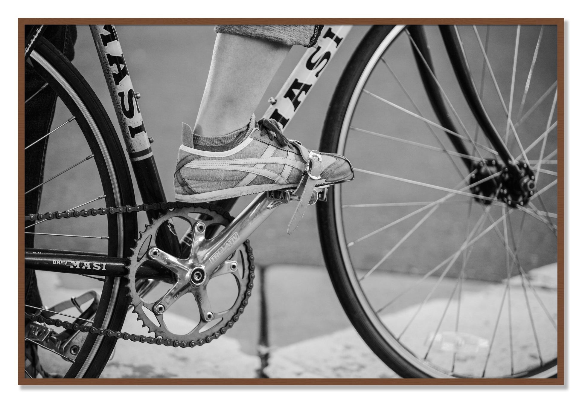 Framed photograph of Ride by Dylan Ozanich, Walnut frame, Full Bleed