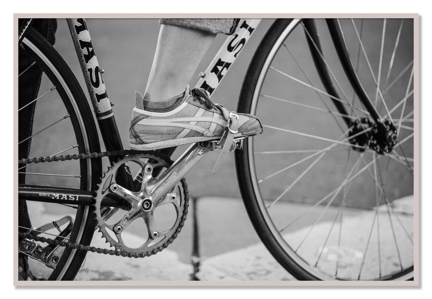 Framed photograph of Ride by Dylan Ozanich, White Maple frame, Full Bleed