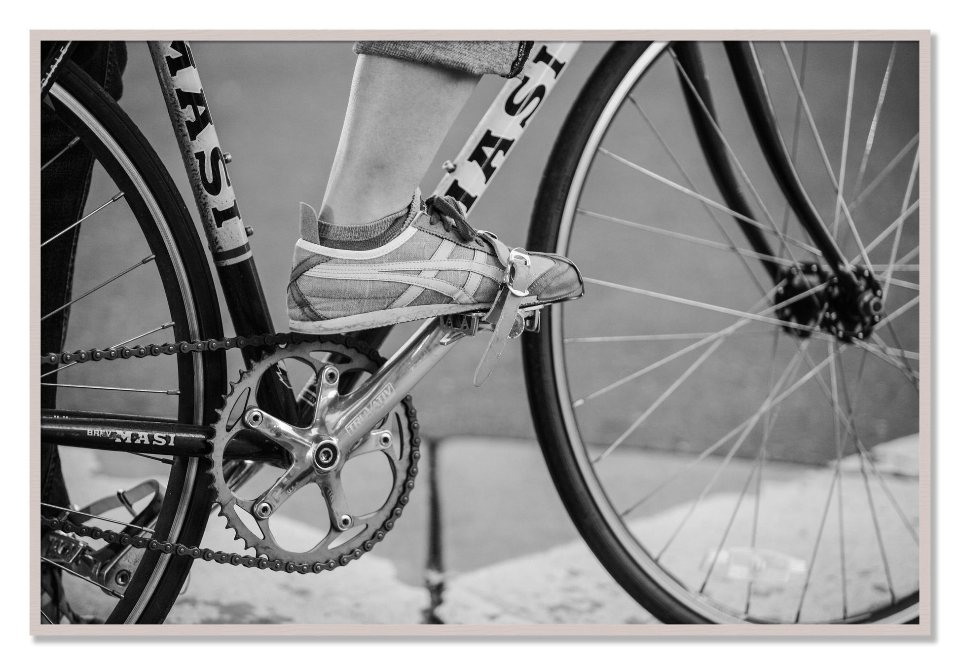 Framed photograph of Ride by Dylan Ozanich, White Maple frame, Full Bleed