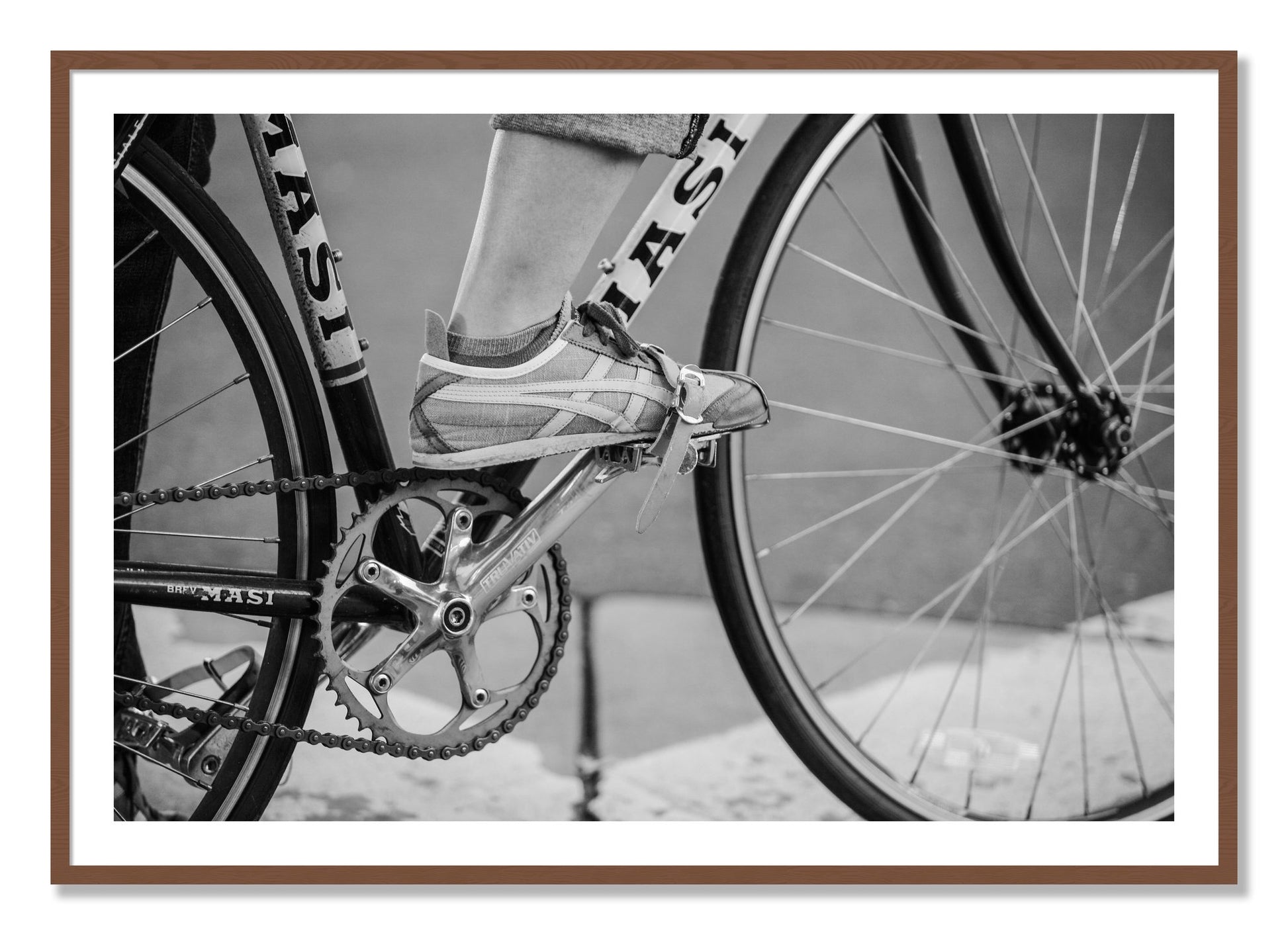 Framed photograph of Ride by Dylan Ozanich, Walnut frame, Borders