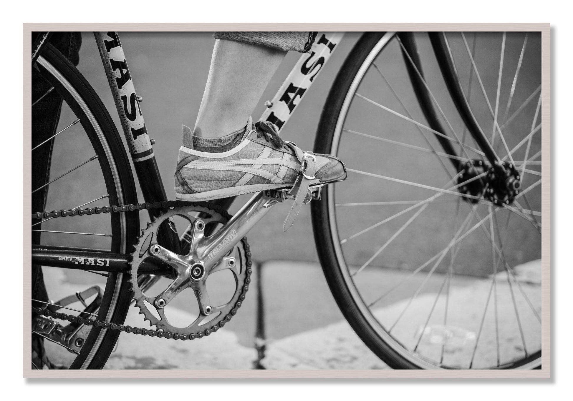 Framed photograph of Ride by Dylan Ozanich, White Maple frame, Full Bleed