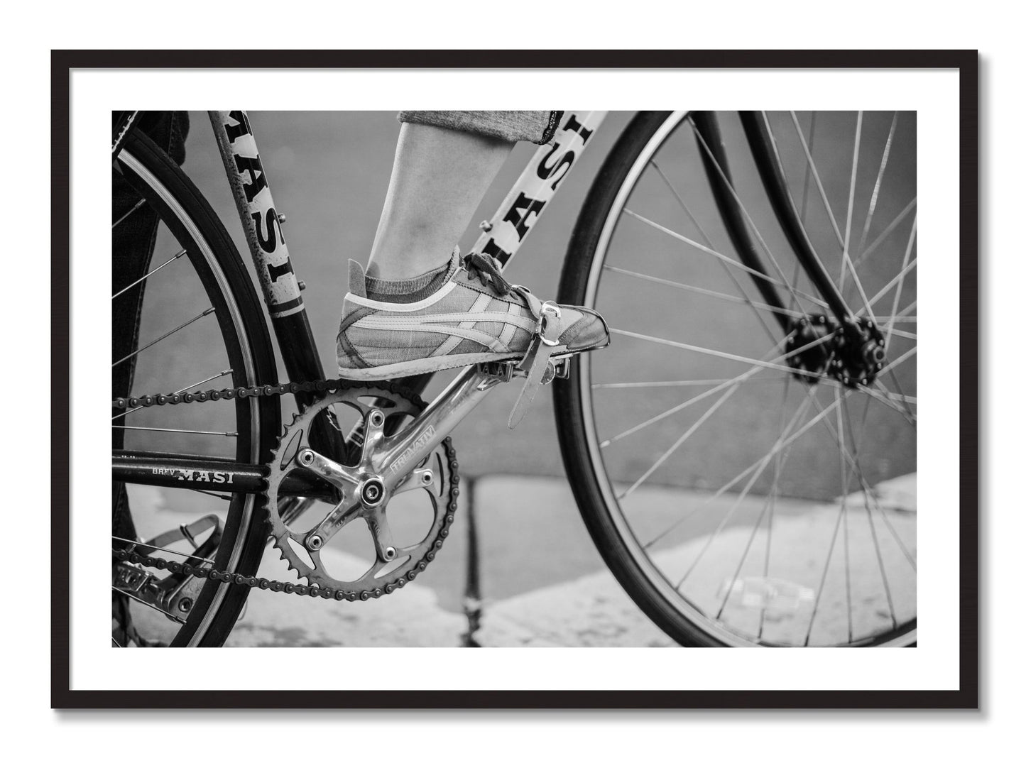 Framed photograph of Ride by Dylan Ozanich, Black Walnut frame, Borders