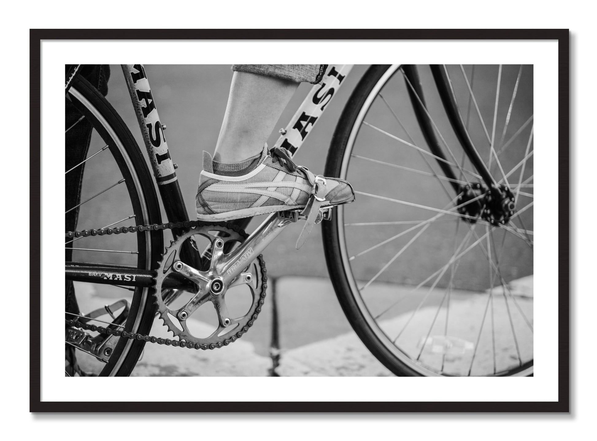 Framed photograph of Ride by Dylan Ozanich, Black Walnut frame, Borders