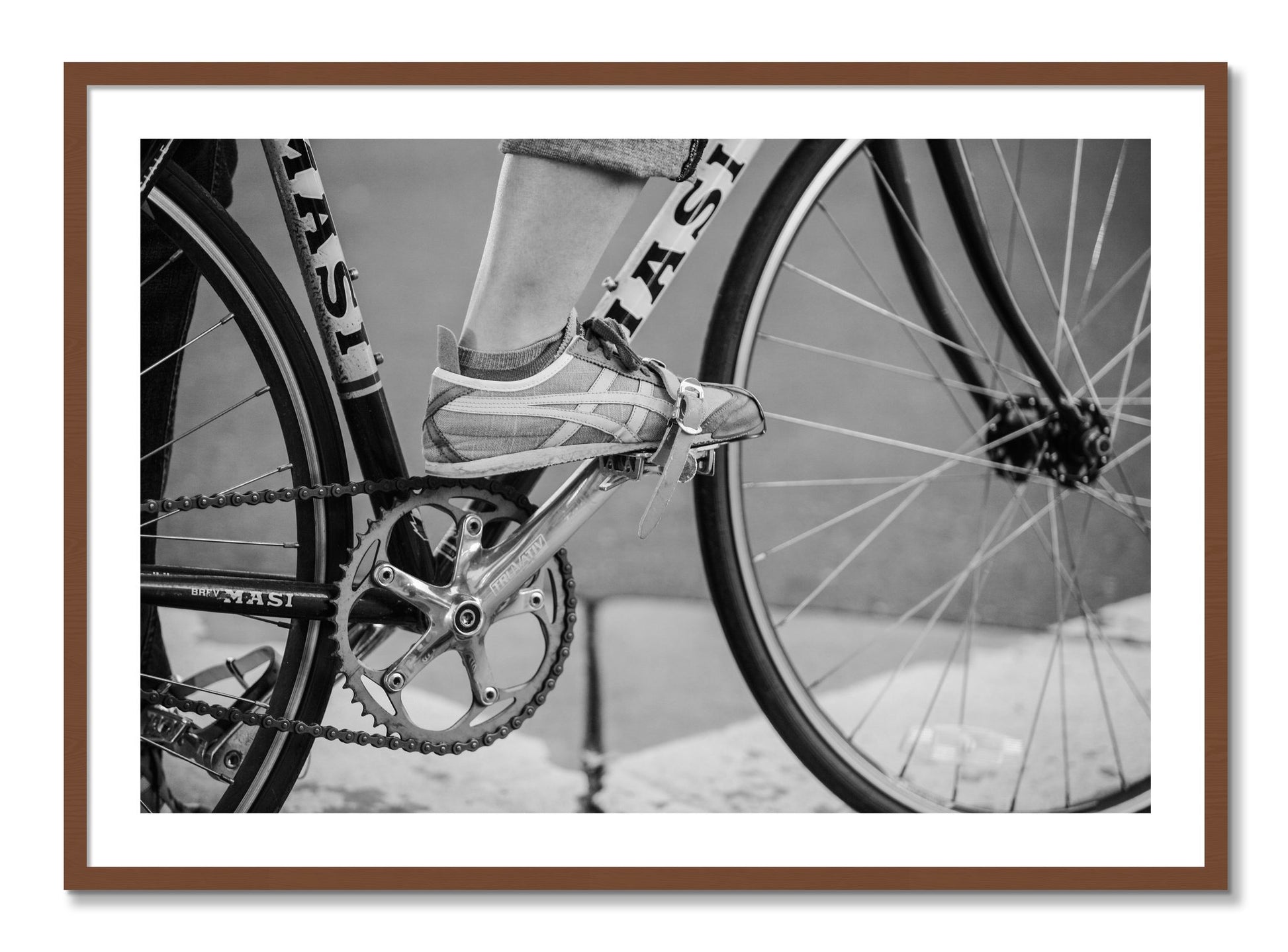 Framed photograph of Ride by Dylan Ozanich, Walnut frame, Borders