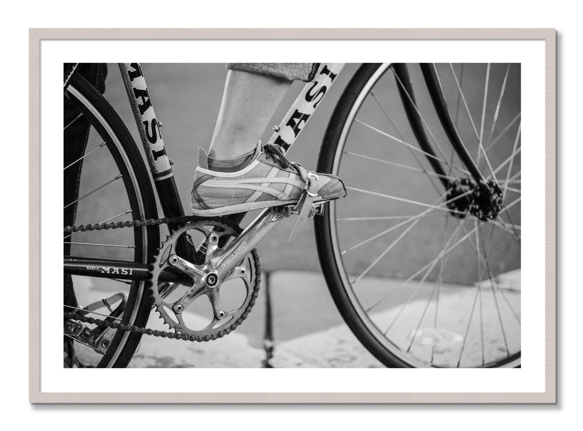 Framed photograph of Ride by Dylan Ozanich, White Maple frame, Borders