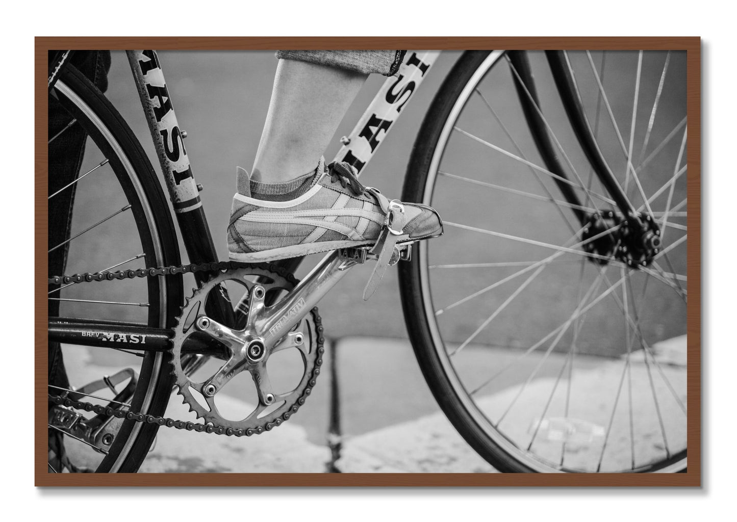 Framed photograph of Ride by Dylan Ozanich, Walnut frame, Full Bleed