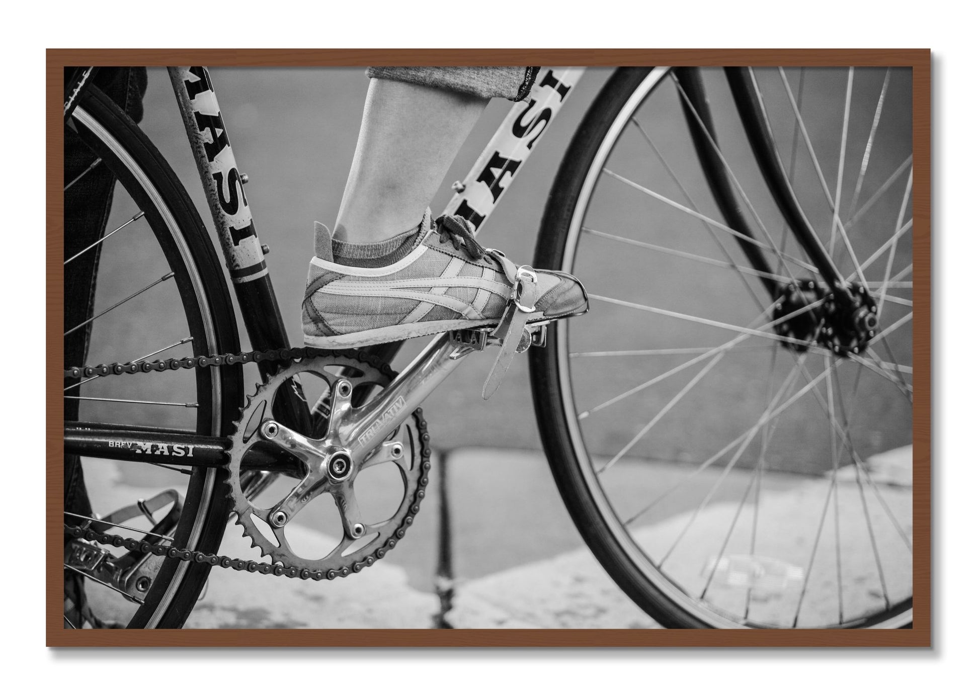 Framed photograph of Ride by Dylan Ozanich, Walnut frame, Full Bleed