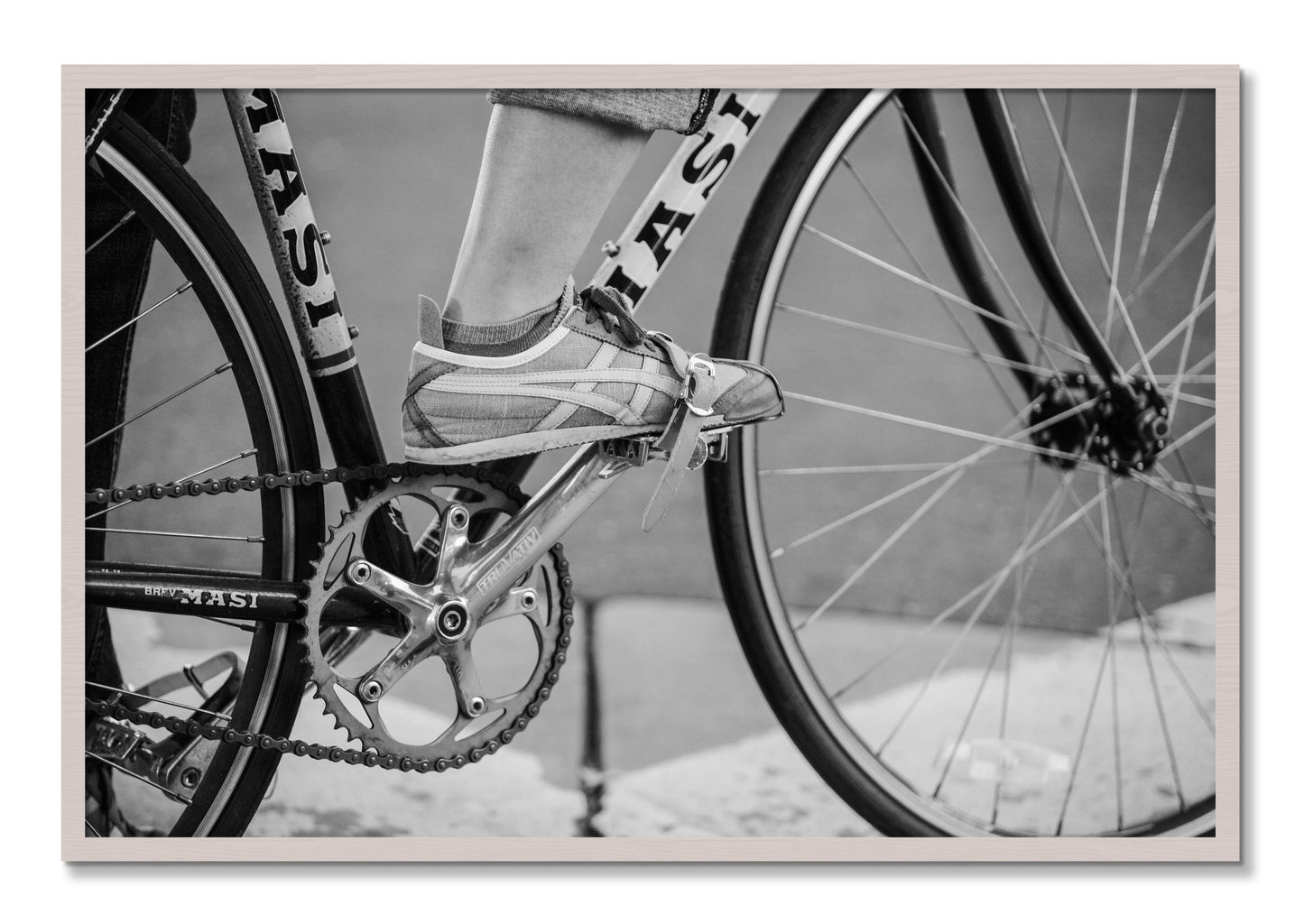 Framed photograph of Ride by Dylan Ozanich, White Maple frame, Full Bleed