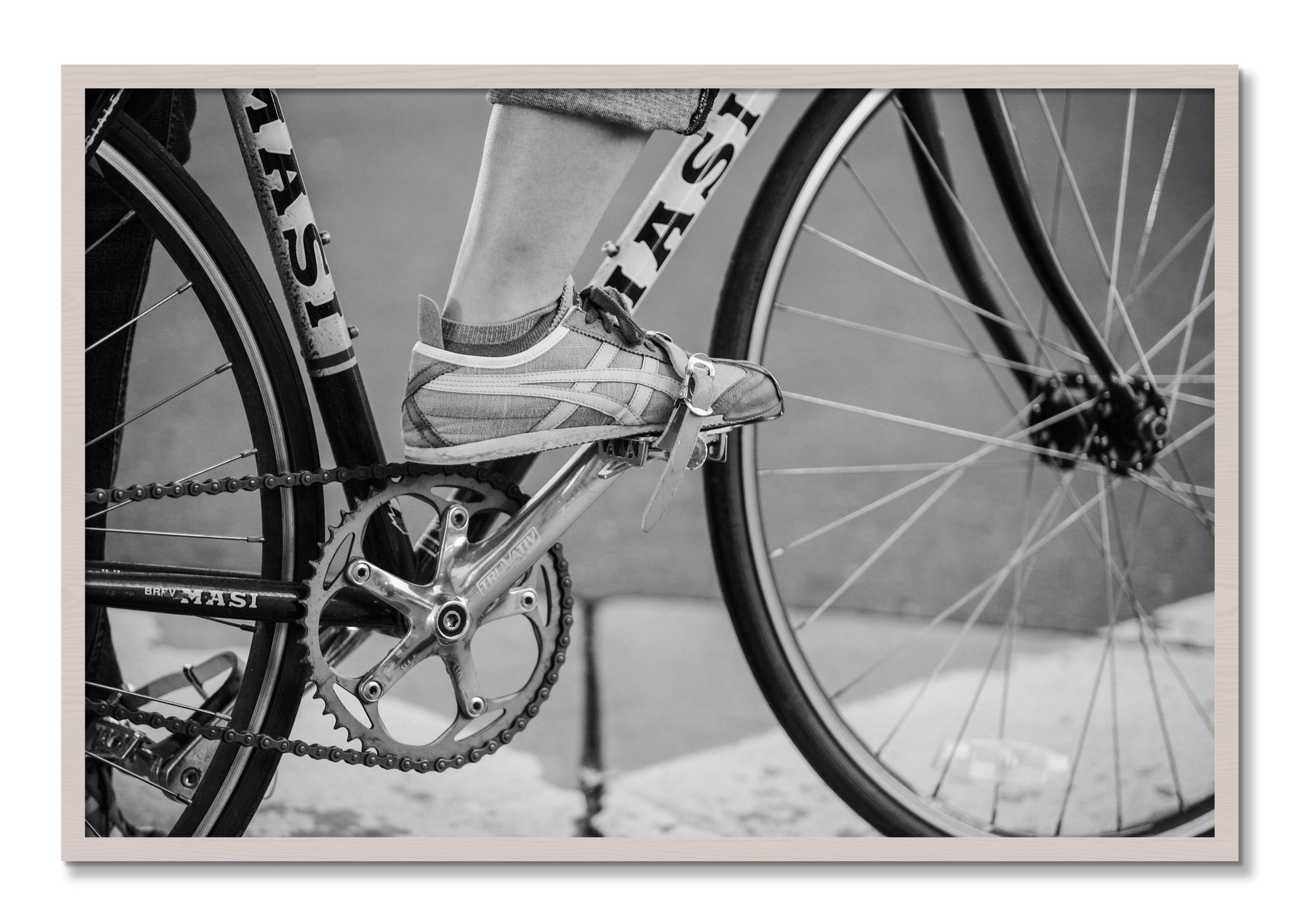 Framed photograph of Ride by Dylan Ozanich, White Maple frame, Full Bleed