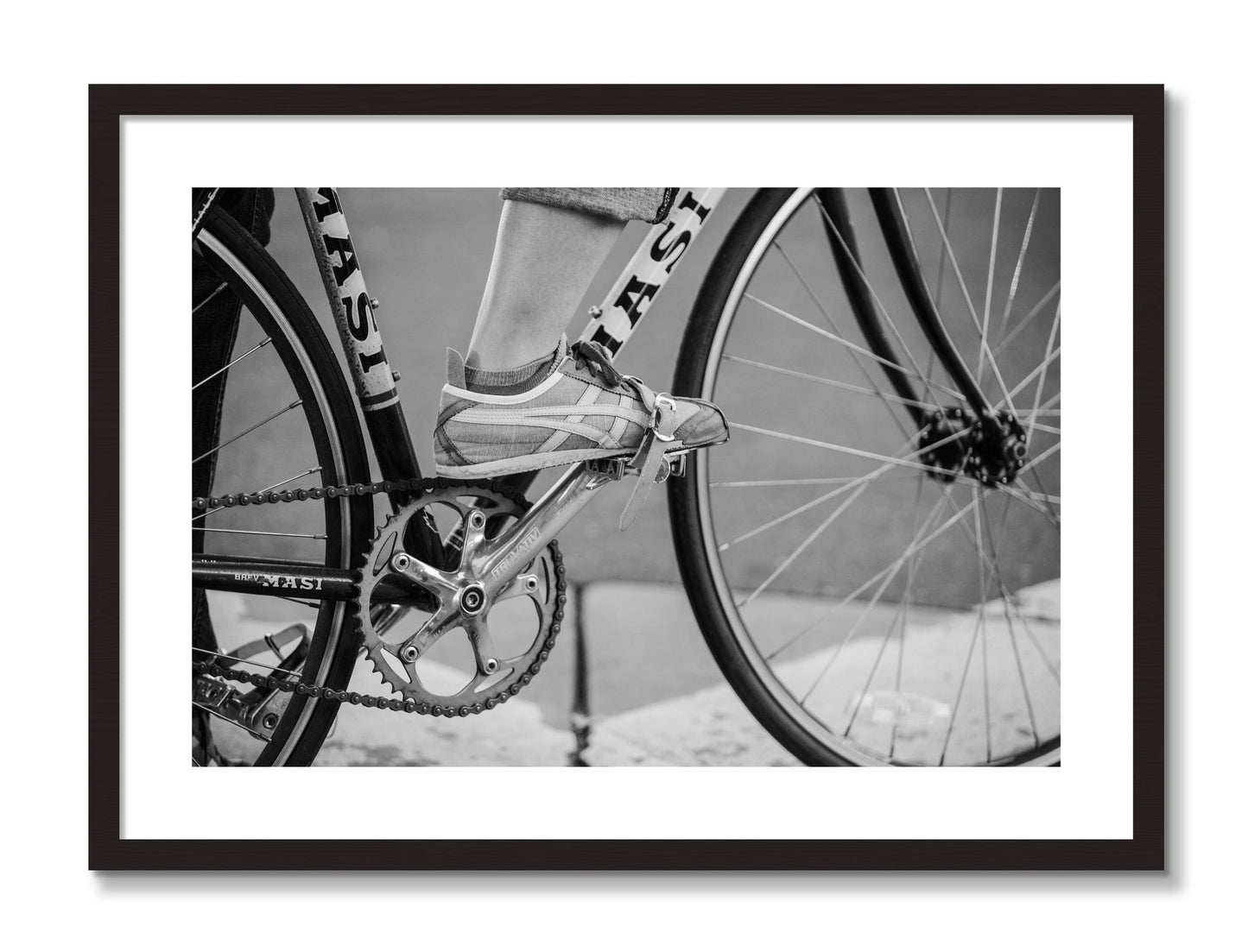Framed photograph of Ride by Dylan Ozanich, Black Walnut frame, Borders