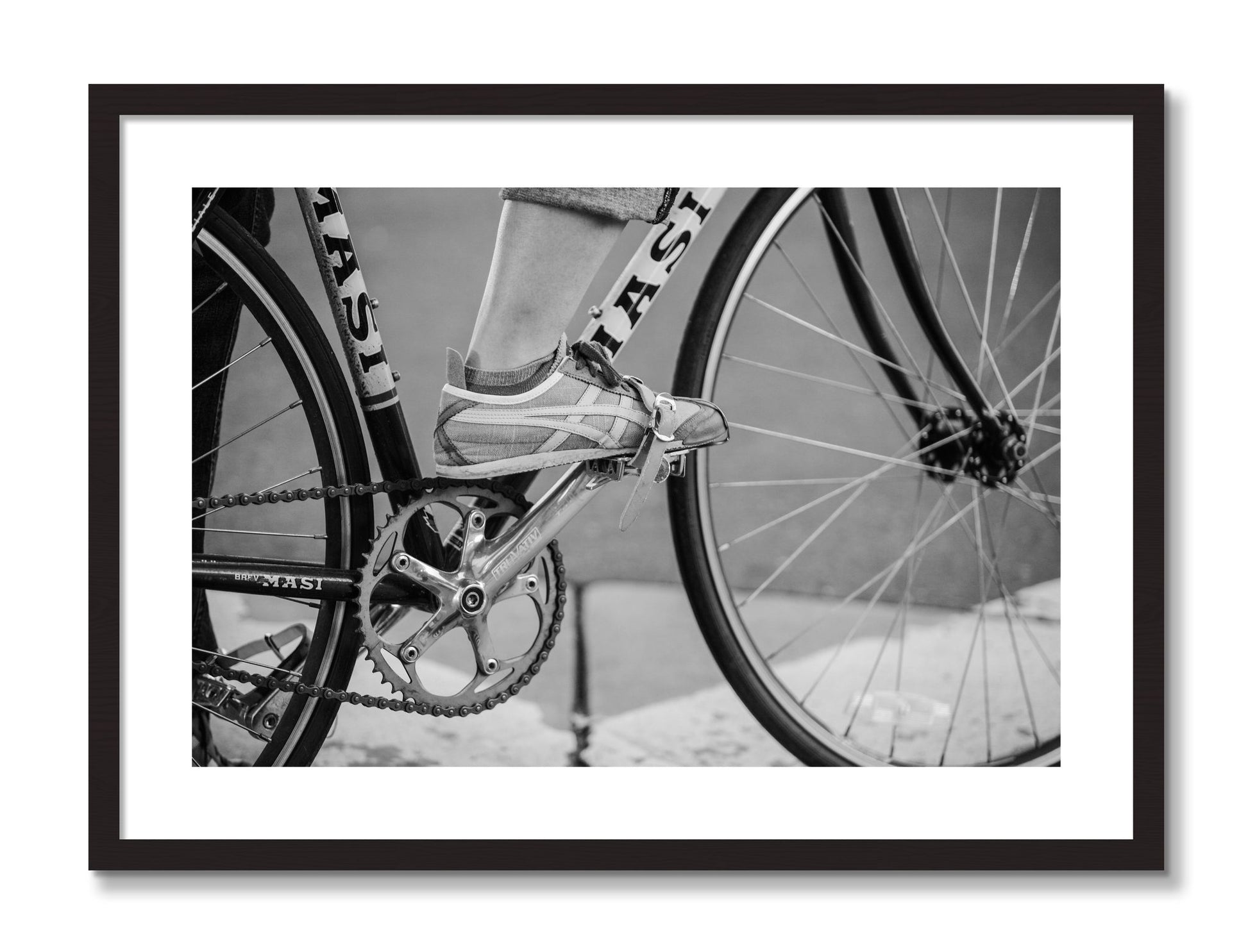 Framed photograph of Ride by Dylan Ozanich, Black Walnut frame, Borders