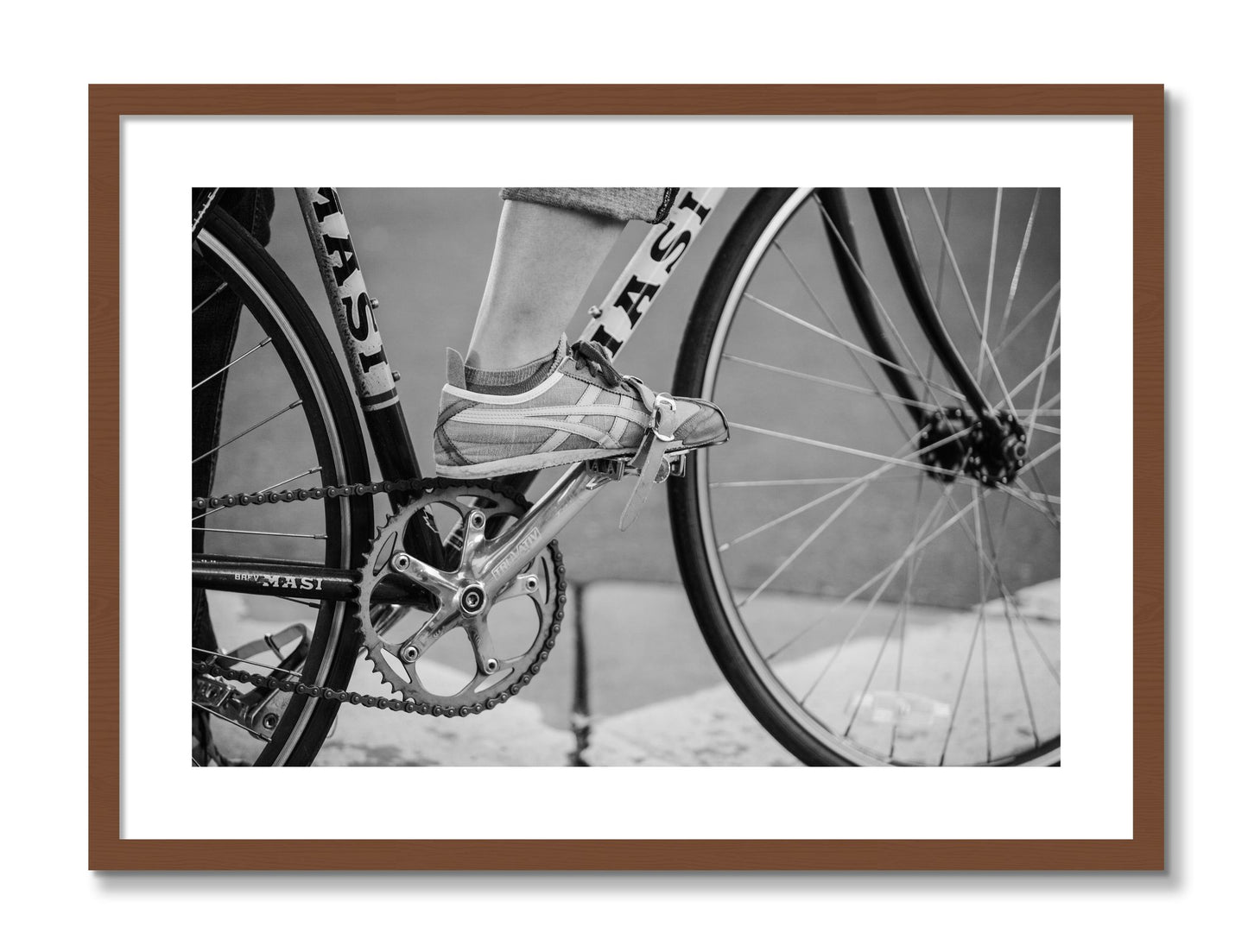 Framed photograph of Ride by Dylan Ozanich, Walnut frame, Borders