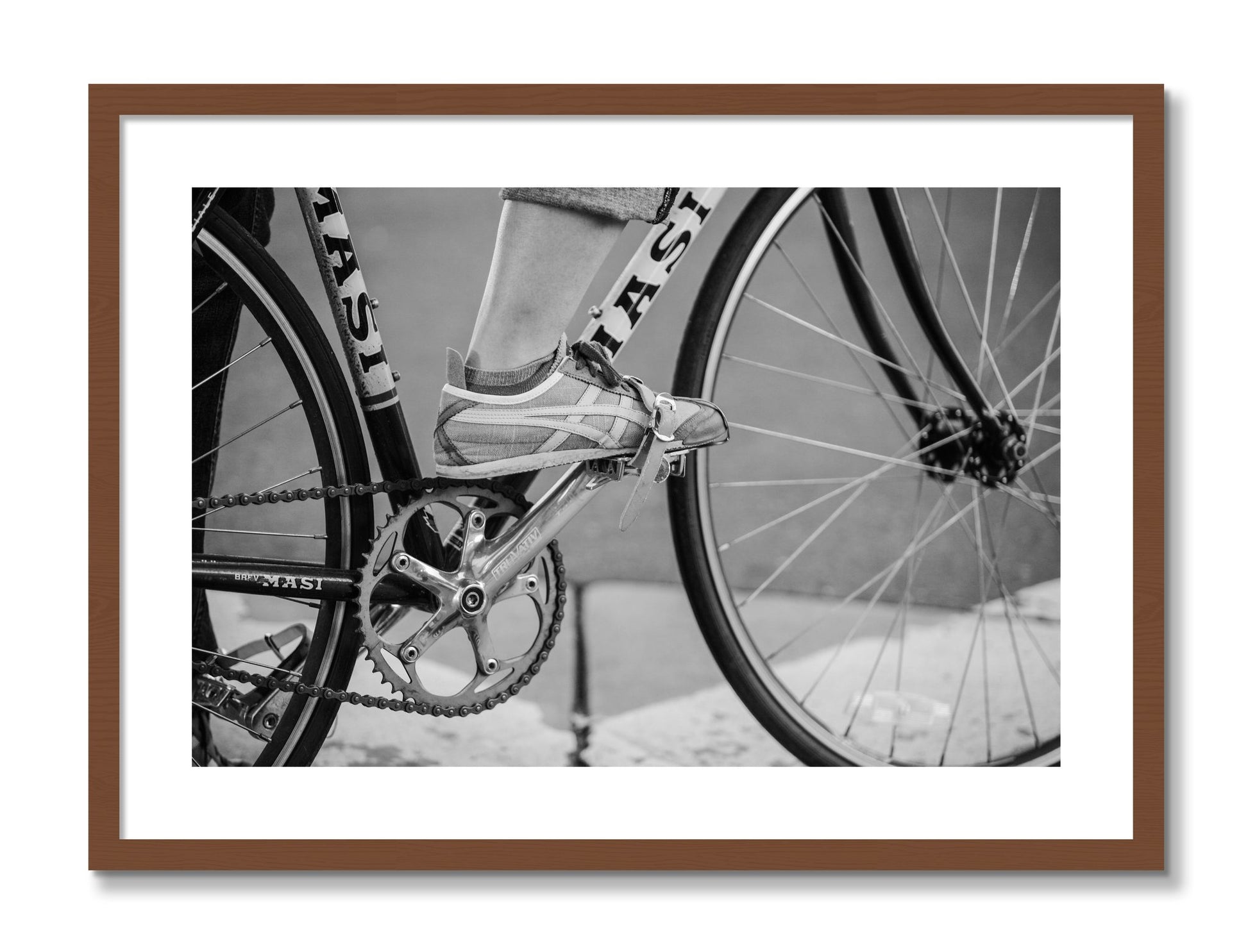 Framed photograph of Ride by Dylan Ozanich, Walnut frame, Borders