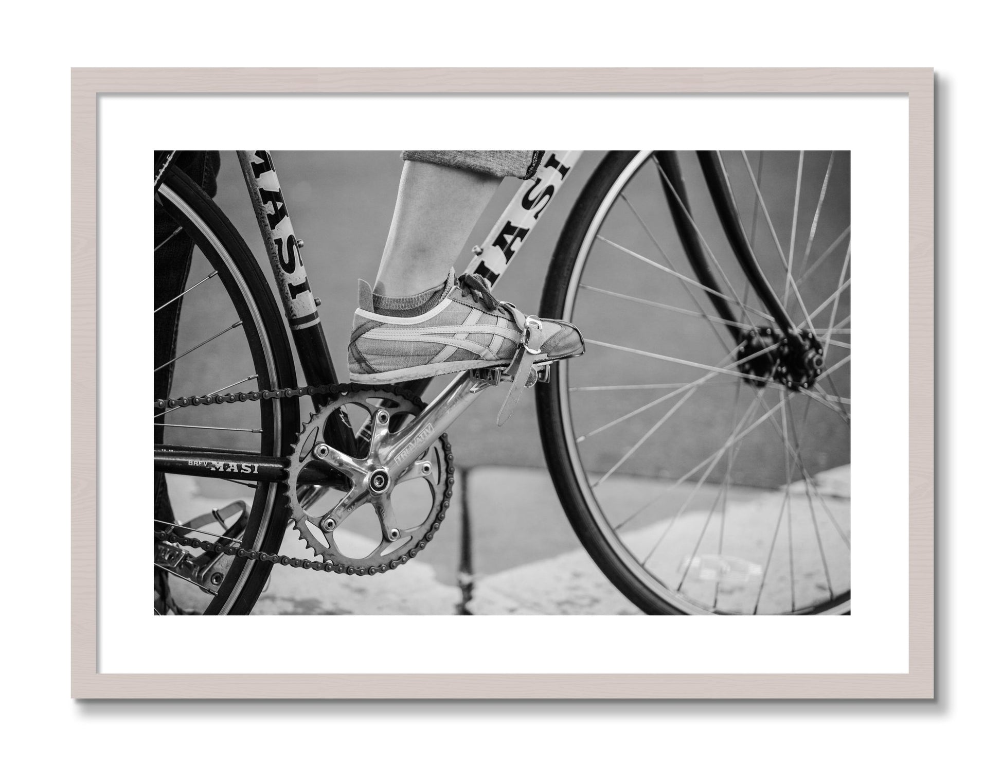 Framed photograph of Ride by Dylan Ozanich, White Maple frame, Borders