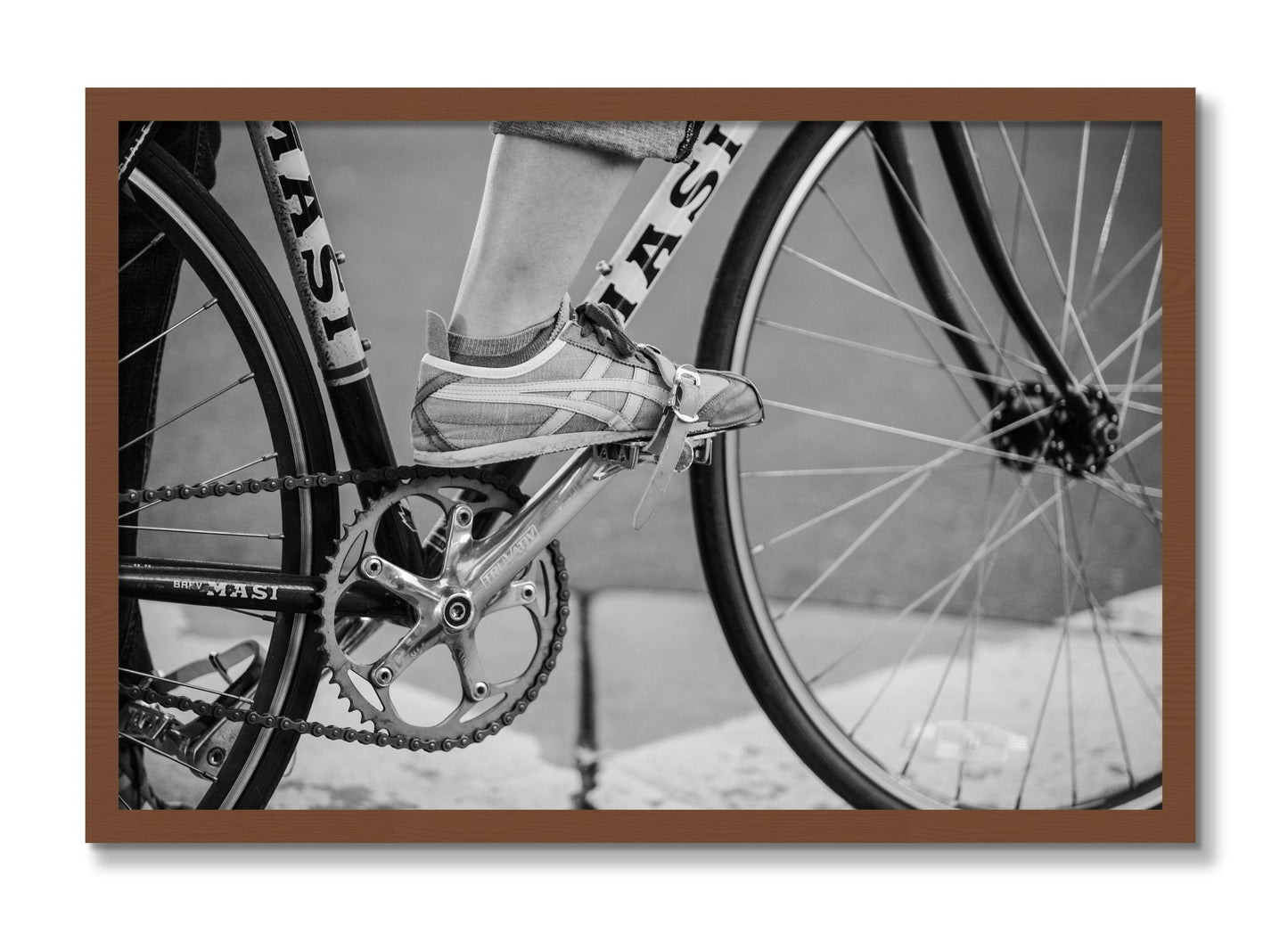 Framed photograph of Ride by Dylan Ozanich, Walnut frame, Full Bleed