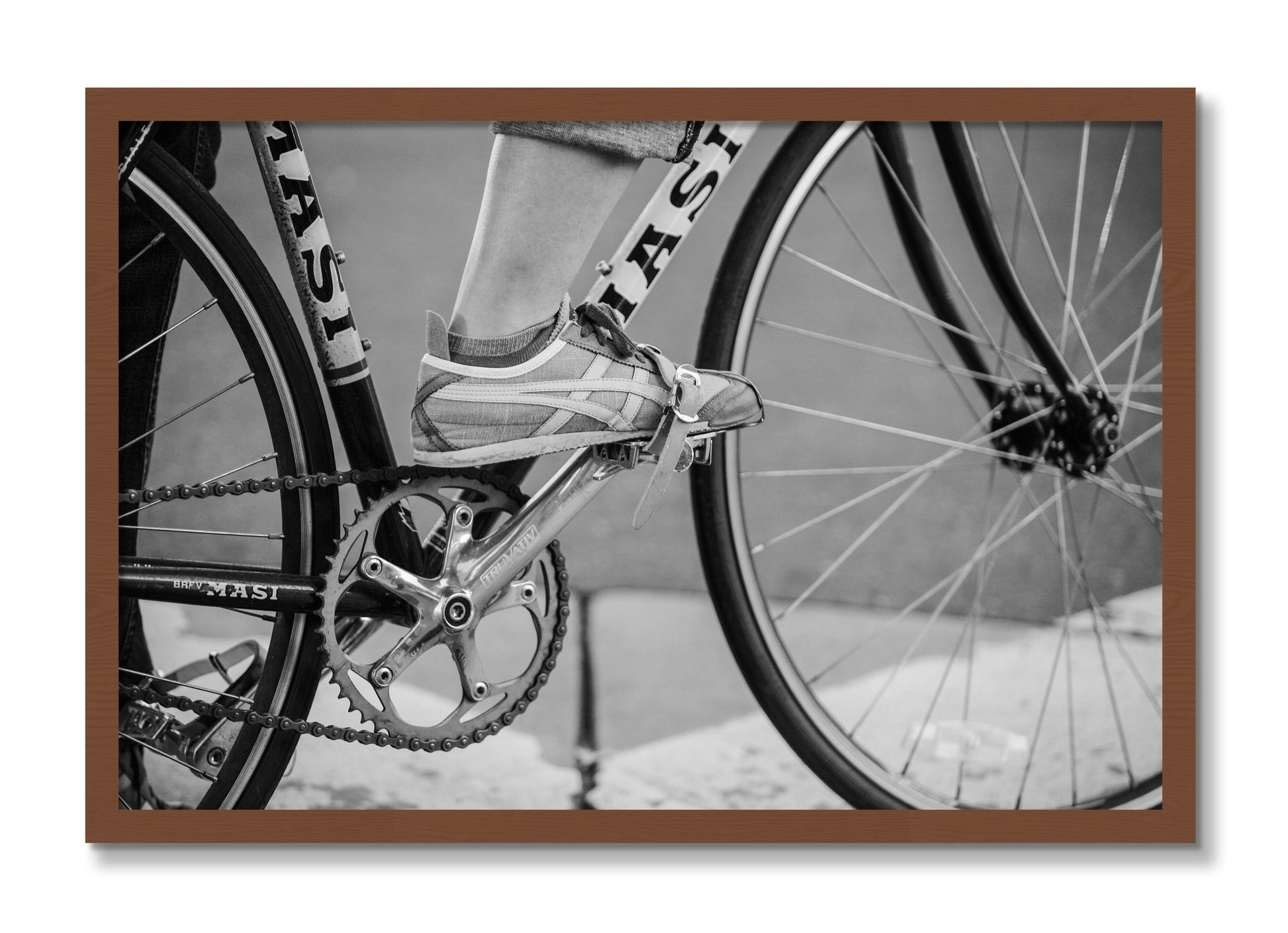 Framed photograph of Ride by Dylan Ozanich, Walnut frame, Full Bleed