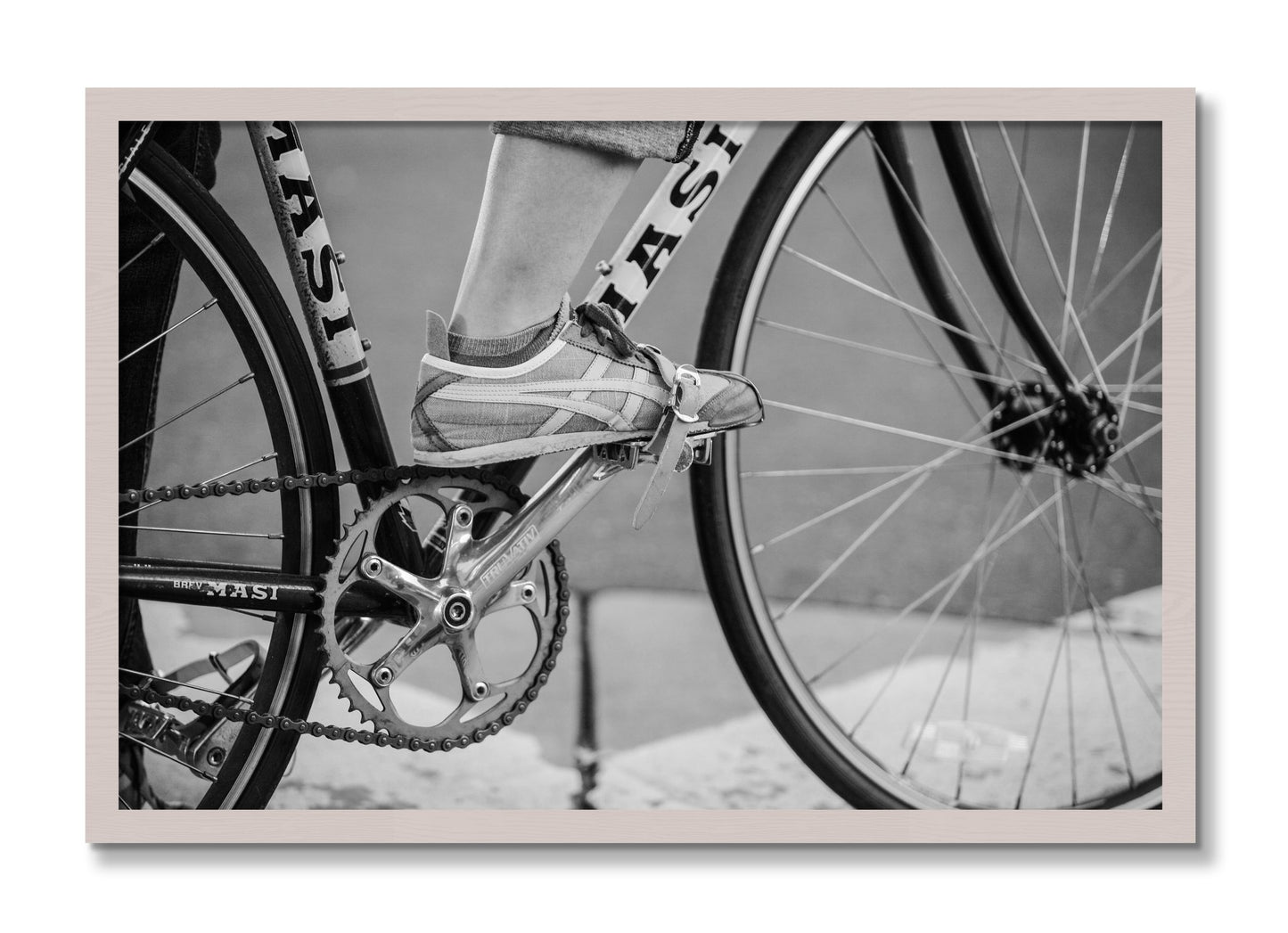 Framed photograph of Ride by Dylan Ozanich, White Maple frame, Full Bleed