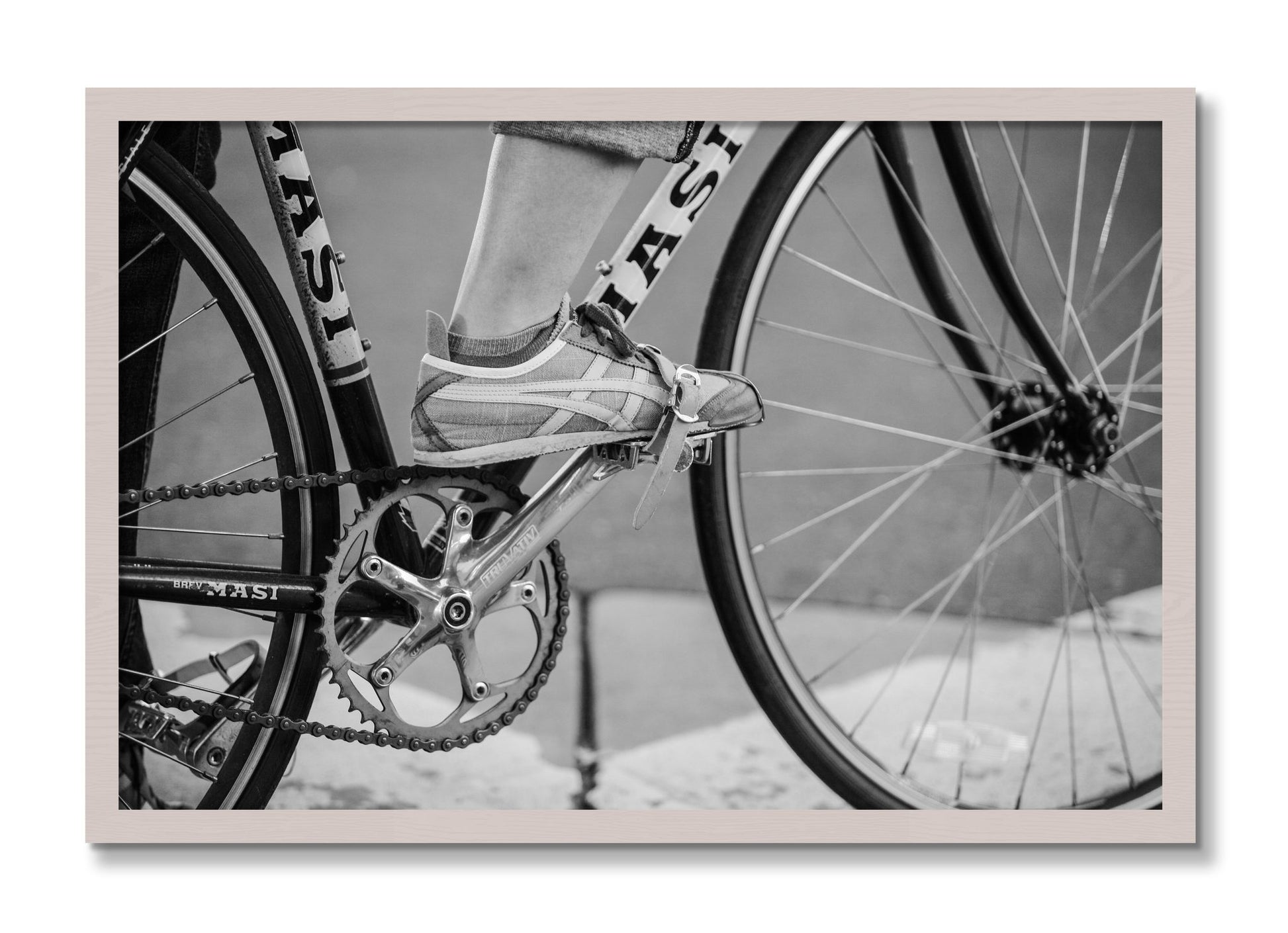 Framed photograph of Ride by Dylan Ozanich, White Maple frame, Full Bleed