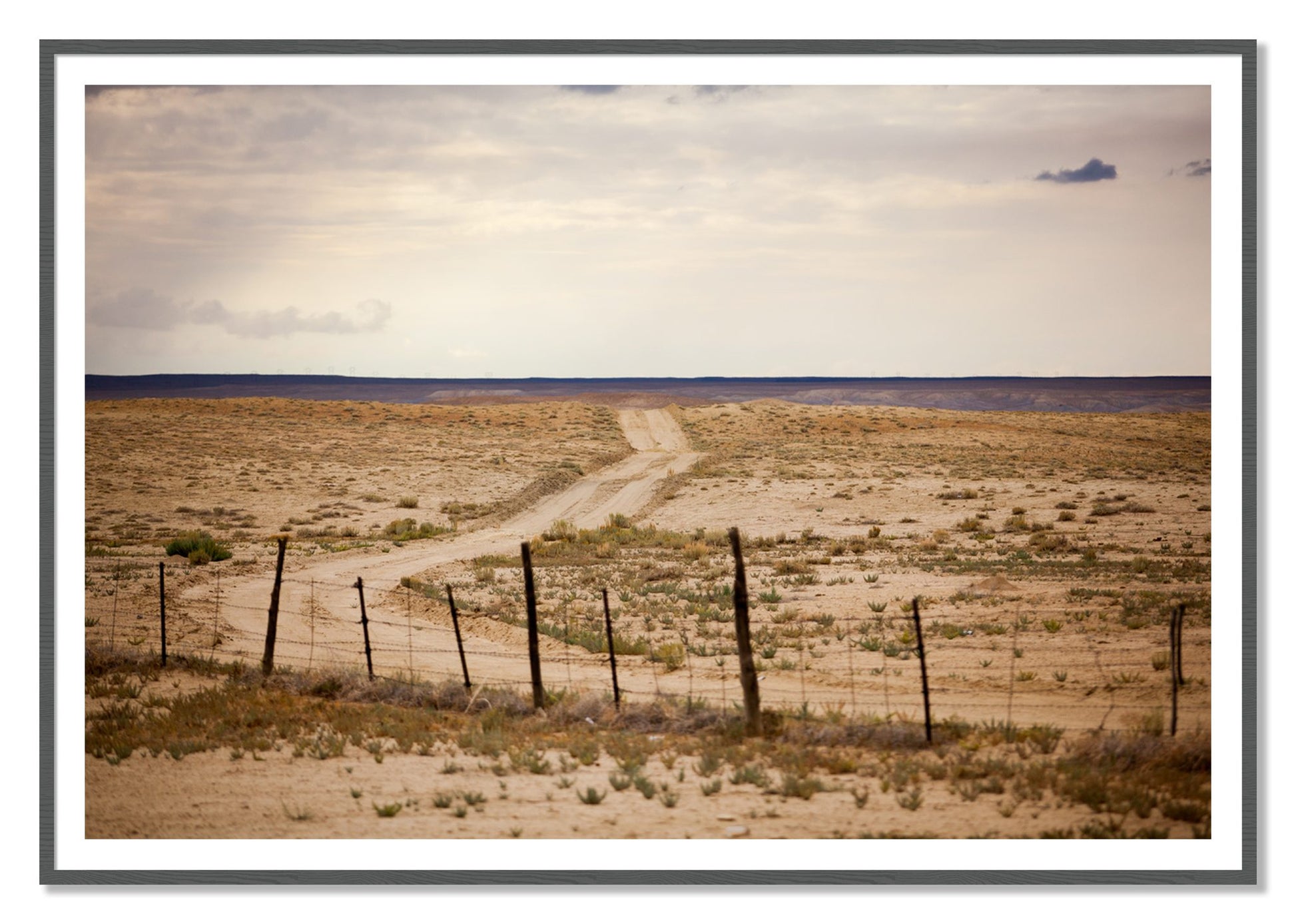 Road To Nowhere by Dylan Ozanich, 48×72 print with a White Border in a Grey frame