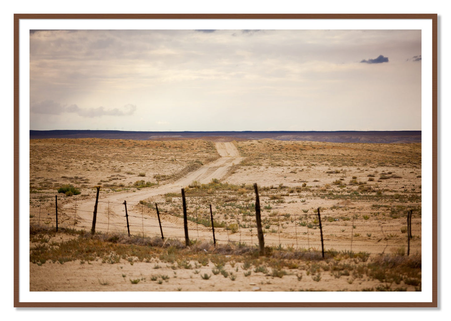 Road To Nowhere by Dylan Ozanich, 48×72 print with a White Border in a Walnut frame