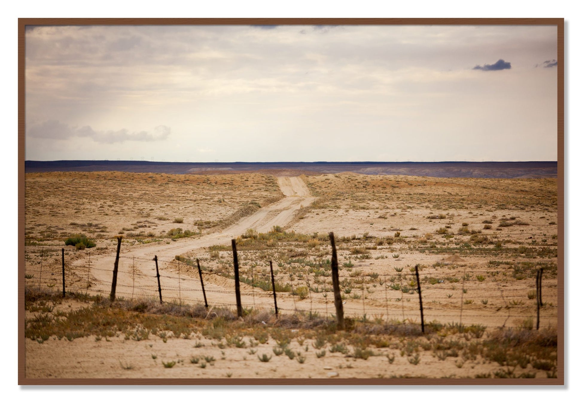 Framed photograph of Road To Nowhere by Dylan Ozanich, Walnut frame, Full Bleed