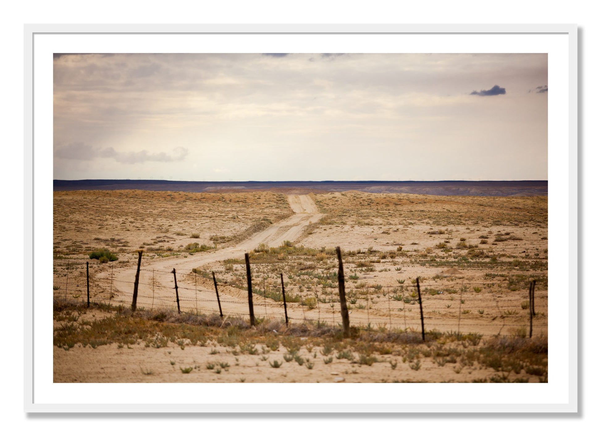 Framed photograph of Road To Nowhere by Dylan Ozanich, White frame, Borders