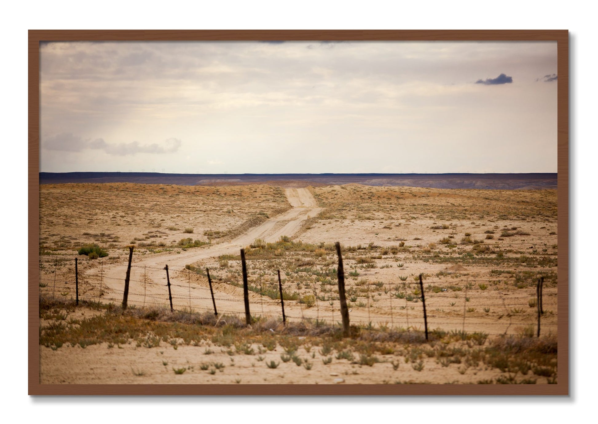 Framed photograph of Road To Nowhere by Dylan Ozanich, Walnut frame, Full Bleed
