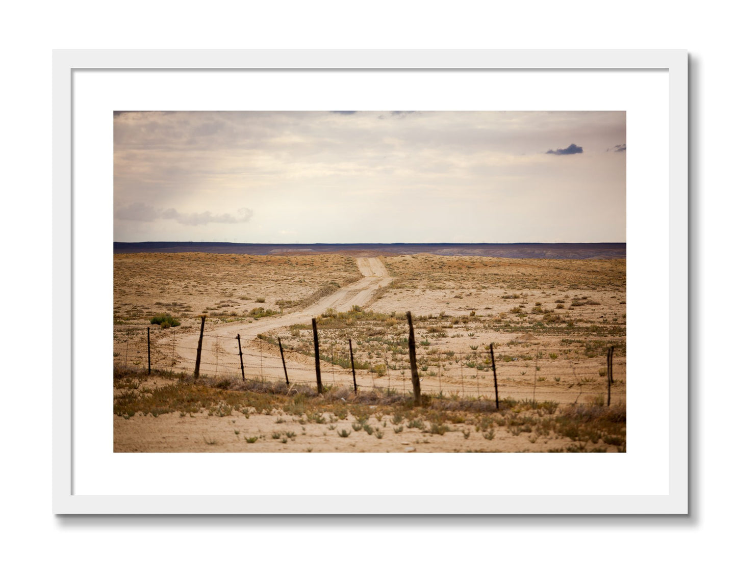 Framed photograph of Road To Nowhere by Dylan Ozanich, White frame, Borders