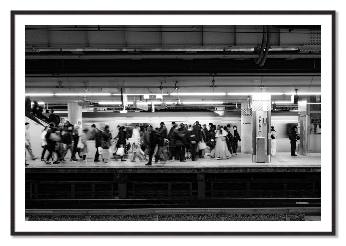 Framed photograph of Rush Hour In Tokyo by Dylan Ozanich, Black Walnut frame, Borders