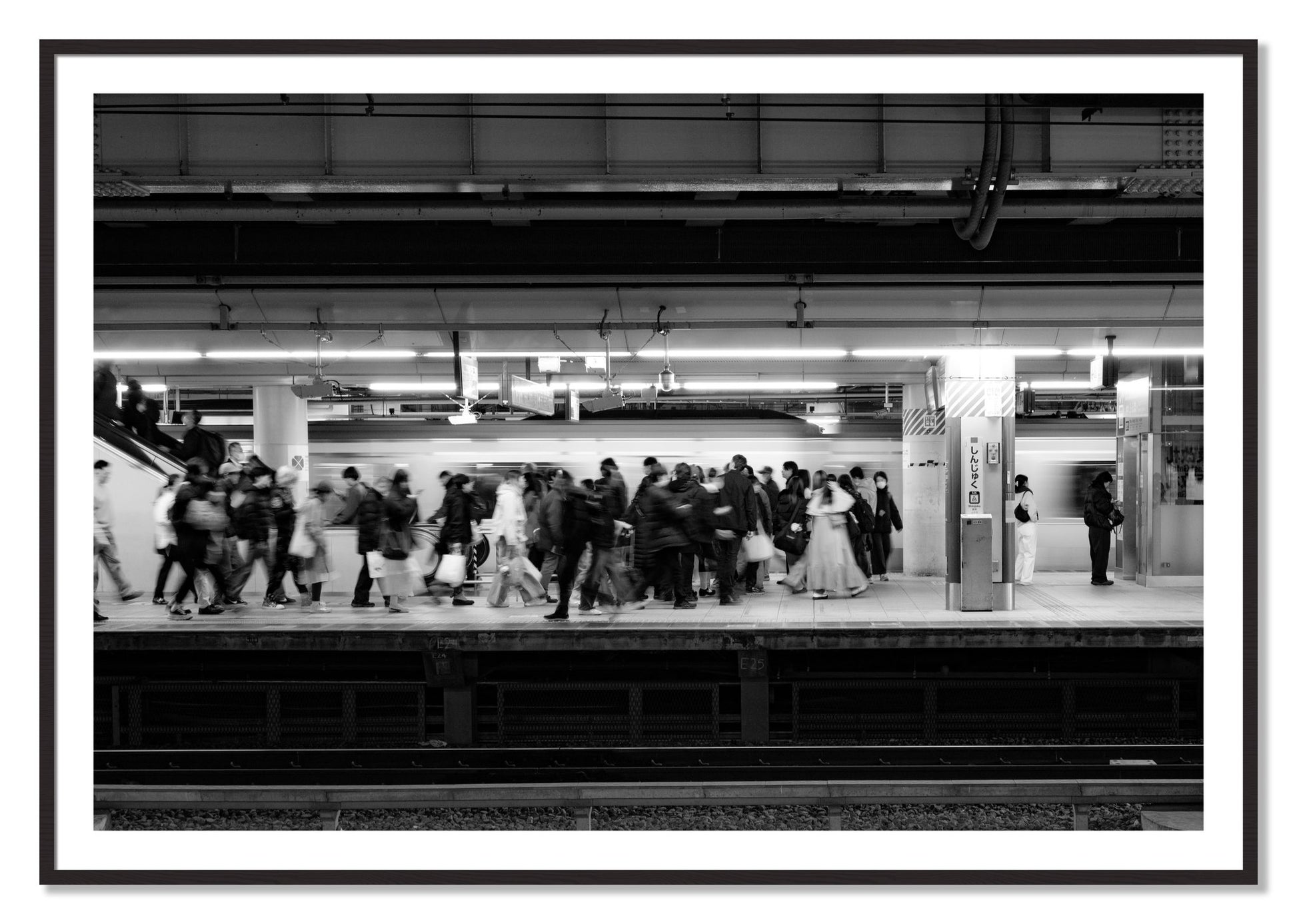 Framed photograph of Rush Hour In Tokyo by Dylan Ozanich, Black Walnut frame, Borders