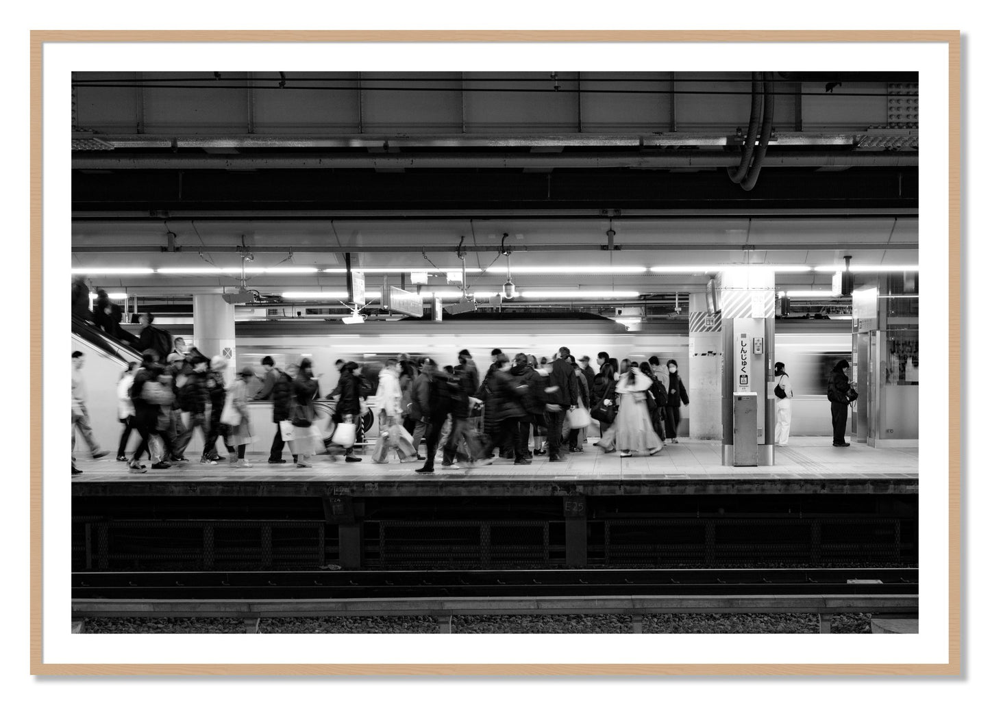 Framed photograph of Rush Hour In Tokyo by Dylan Ozanich, Oak frame, Borders
