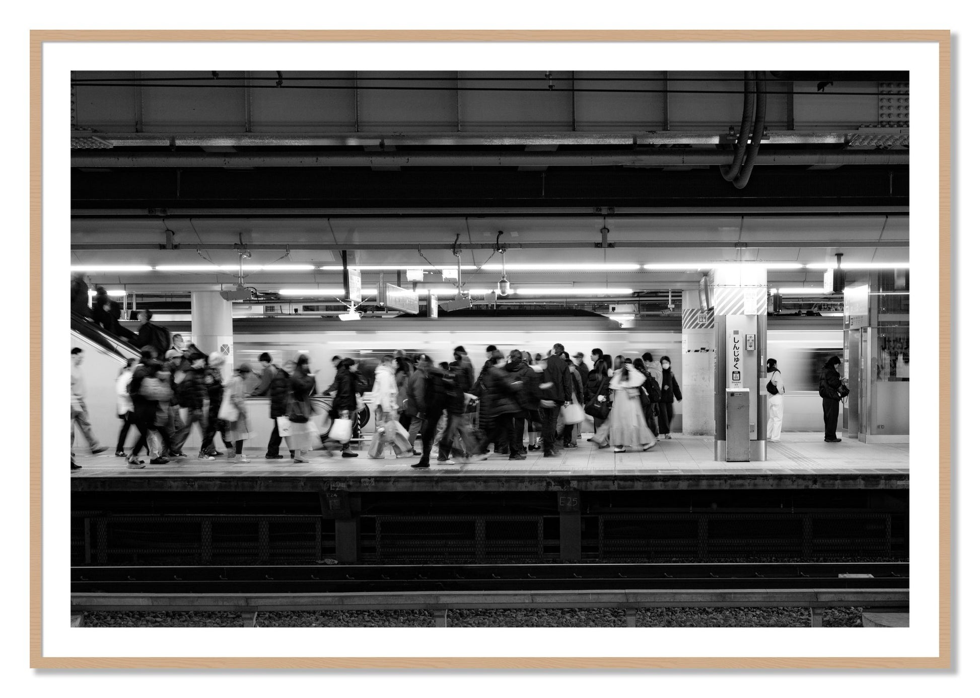 Framed photograph of Rush Hour In Tokyo by Dylan Ozanich, Oak frame, Borders