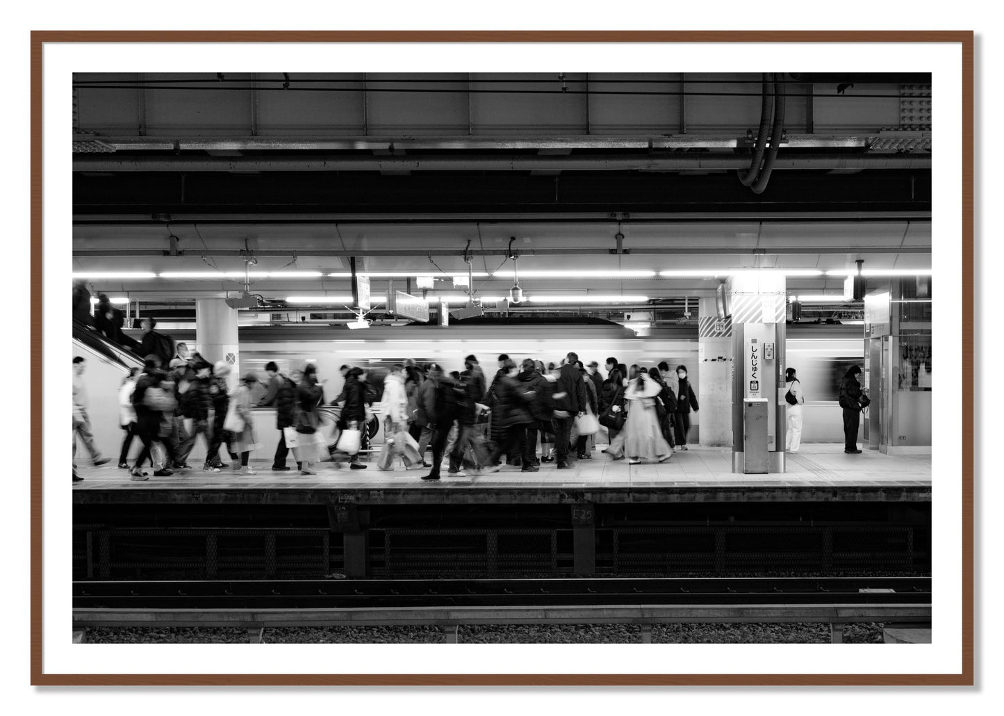 Framed photograph of Rush Hour In Tokyo by Dylan Ozanich, Walnut frame, Borders