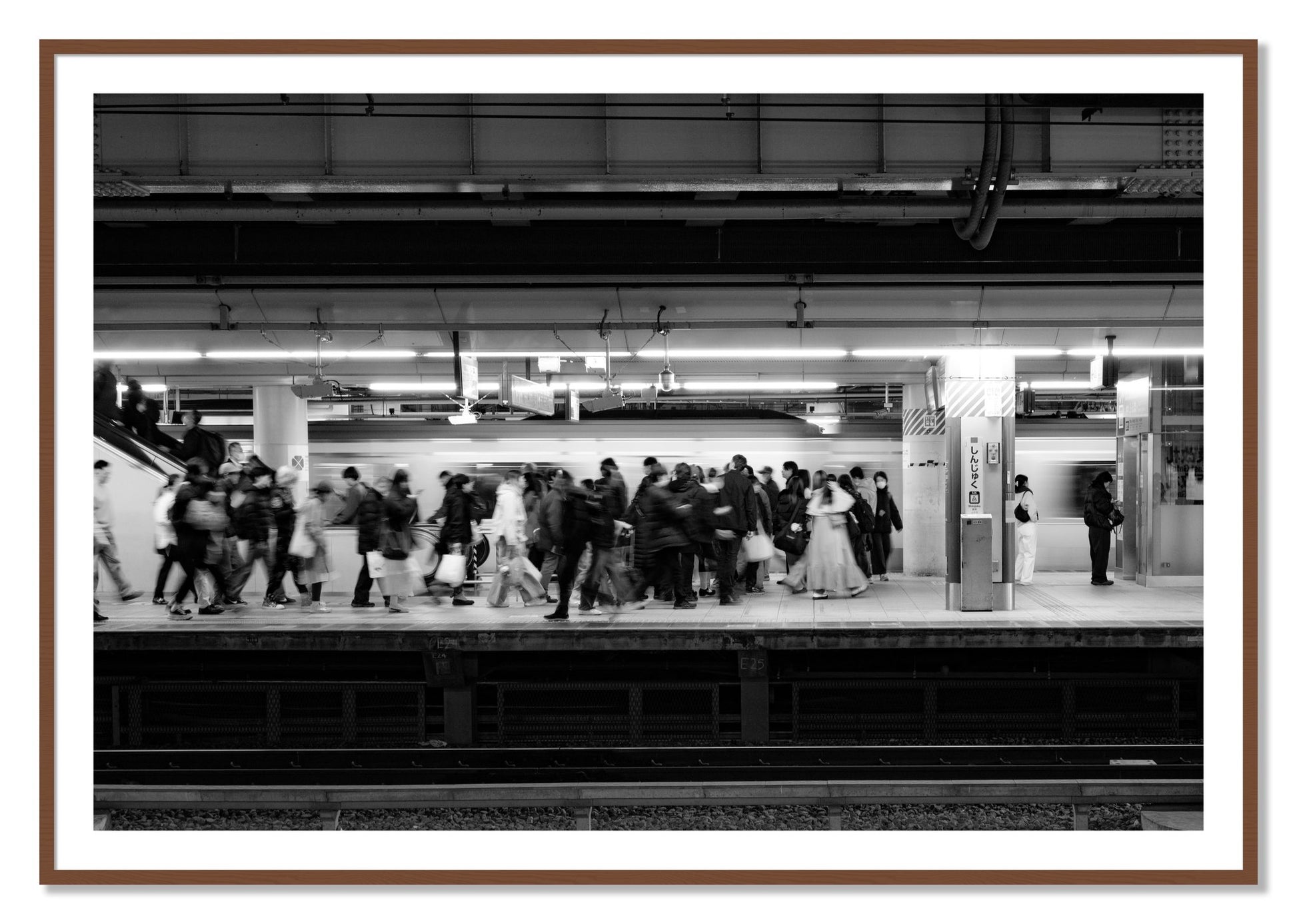Framed photograph of Rush Hour In Tokyo by Dylan Ozanich, Walnut frame, Borders