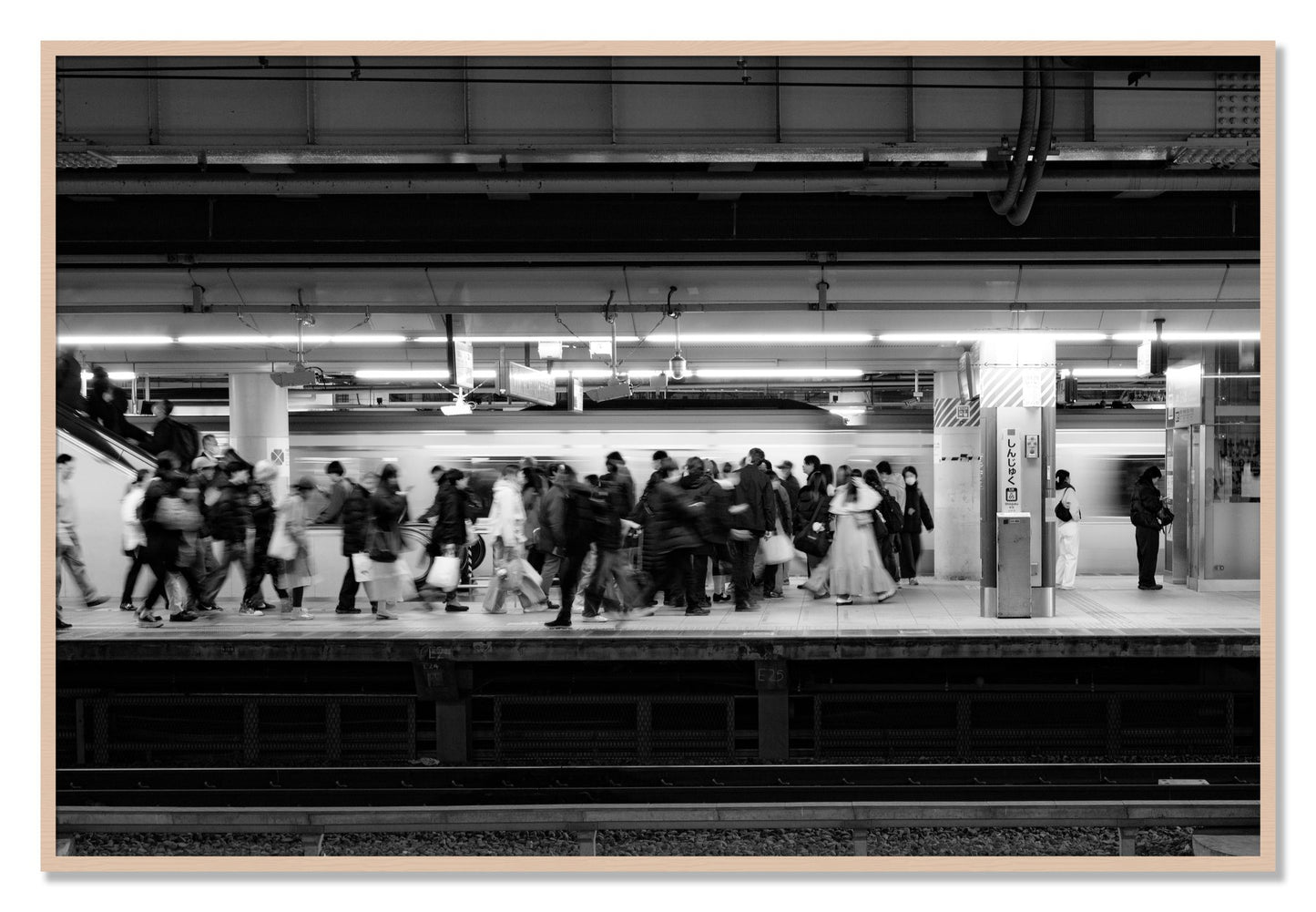 Framed photograph of Rush Hour In Tokyo by Dylan Ozanich, Maple frame, Full Bleed