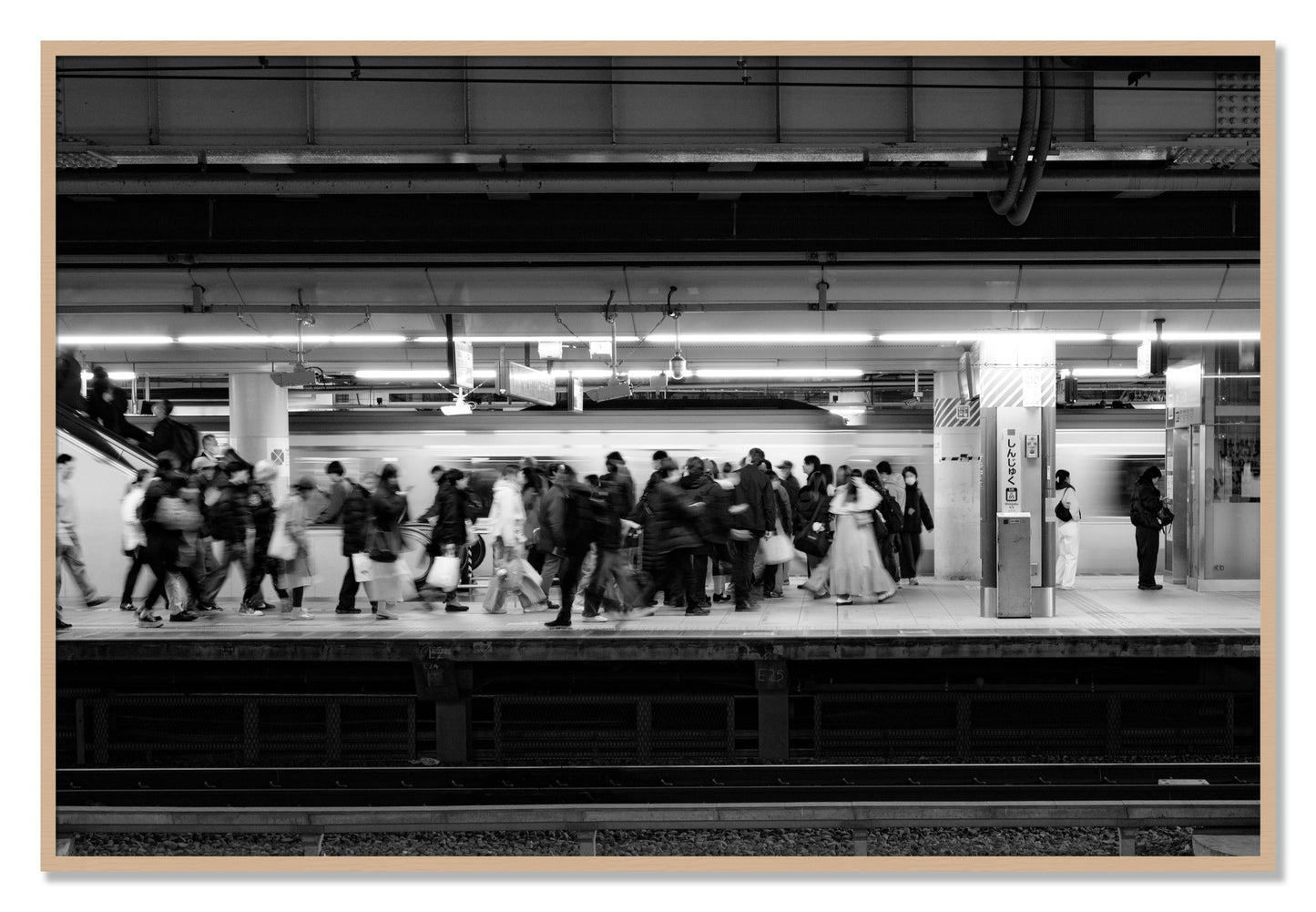 Framed photograph of Rush Hour In Tokyo by Dylan Ozanich, Oak frame, Full Bleed
