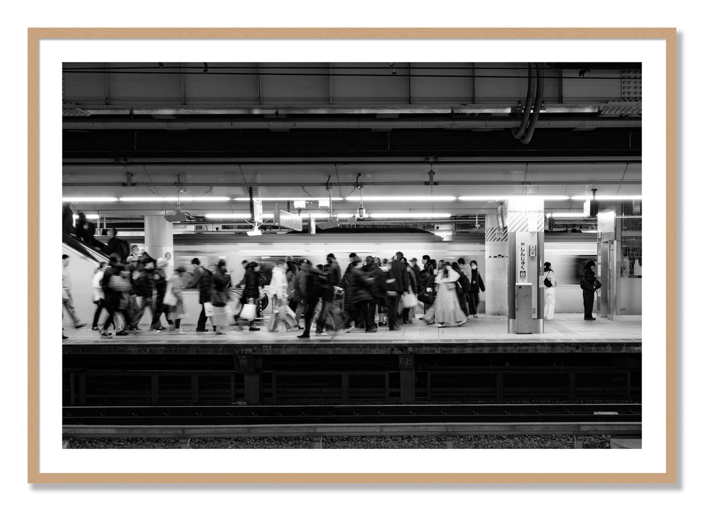 Framed photograph of Rush Hour In Tokyo by Dylan Ozanich, Oak frame, Borders