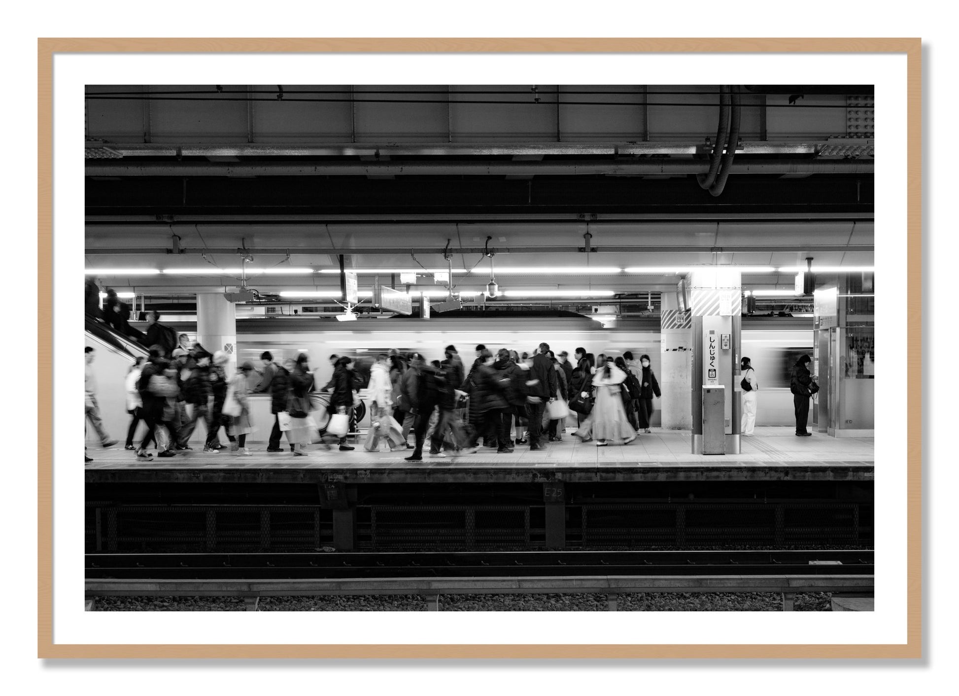 Framed photograph of Rush Hour In Tokyo by Dylan Ozanich, Oak frame, Borders
