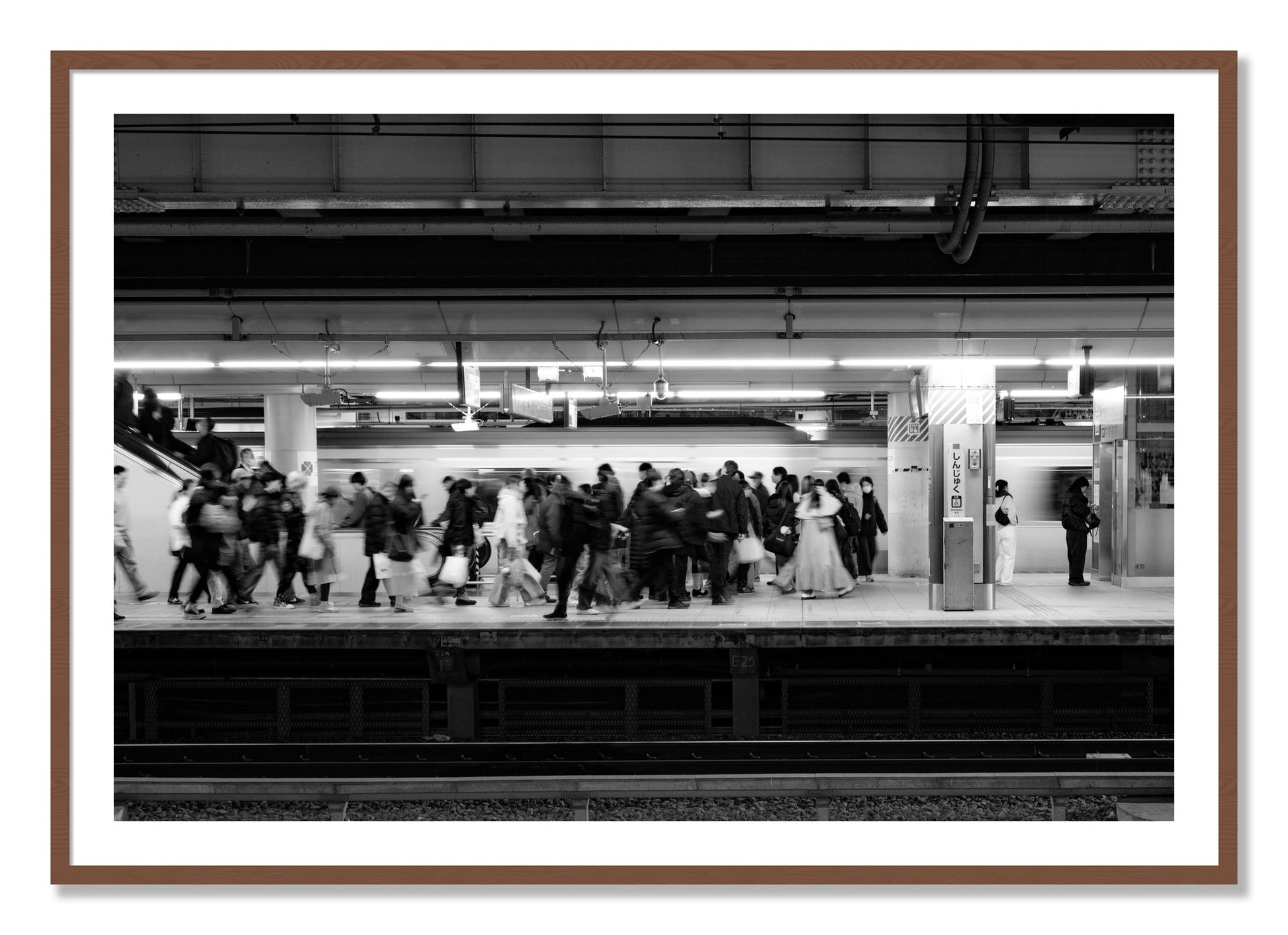 Framed photograph of Rush Hour In Tokyo by Dylan Ozanich, Walnut frame, Borders