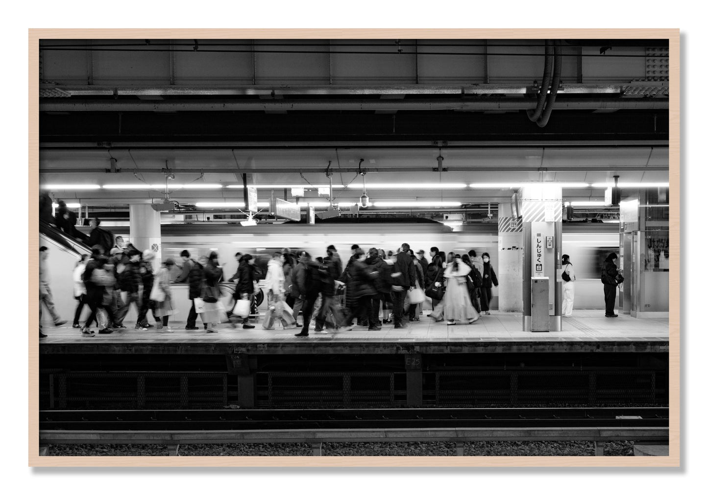 Framed photograph of Rush Hour In Tokyo by Dylan Ozanich, Maple frame, Full Bleed
