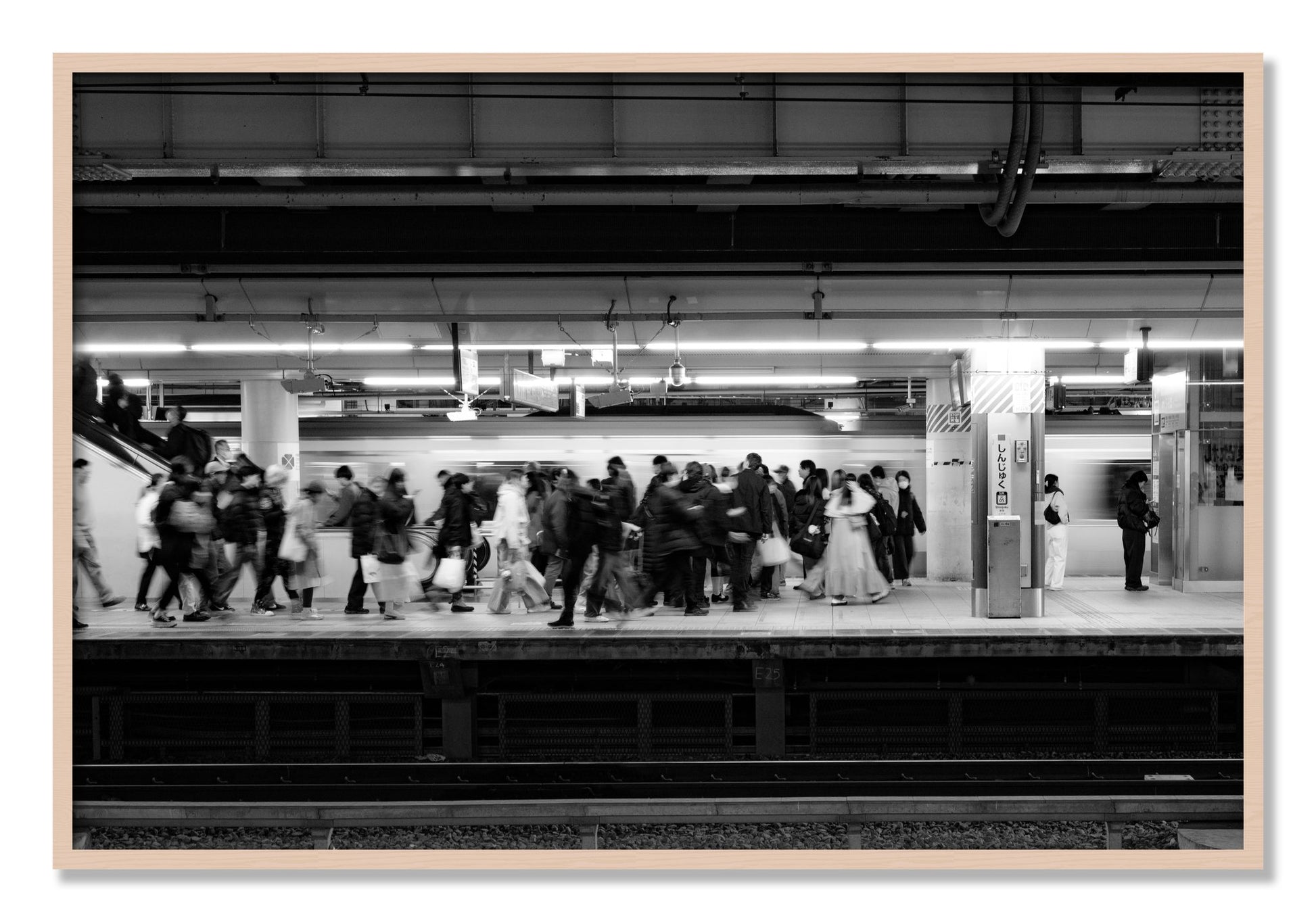 Framed photograph of Rush Hour In Tokyo by Dylan Ozanich, Maple frame, Full Bleed