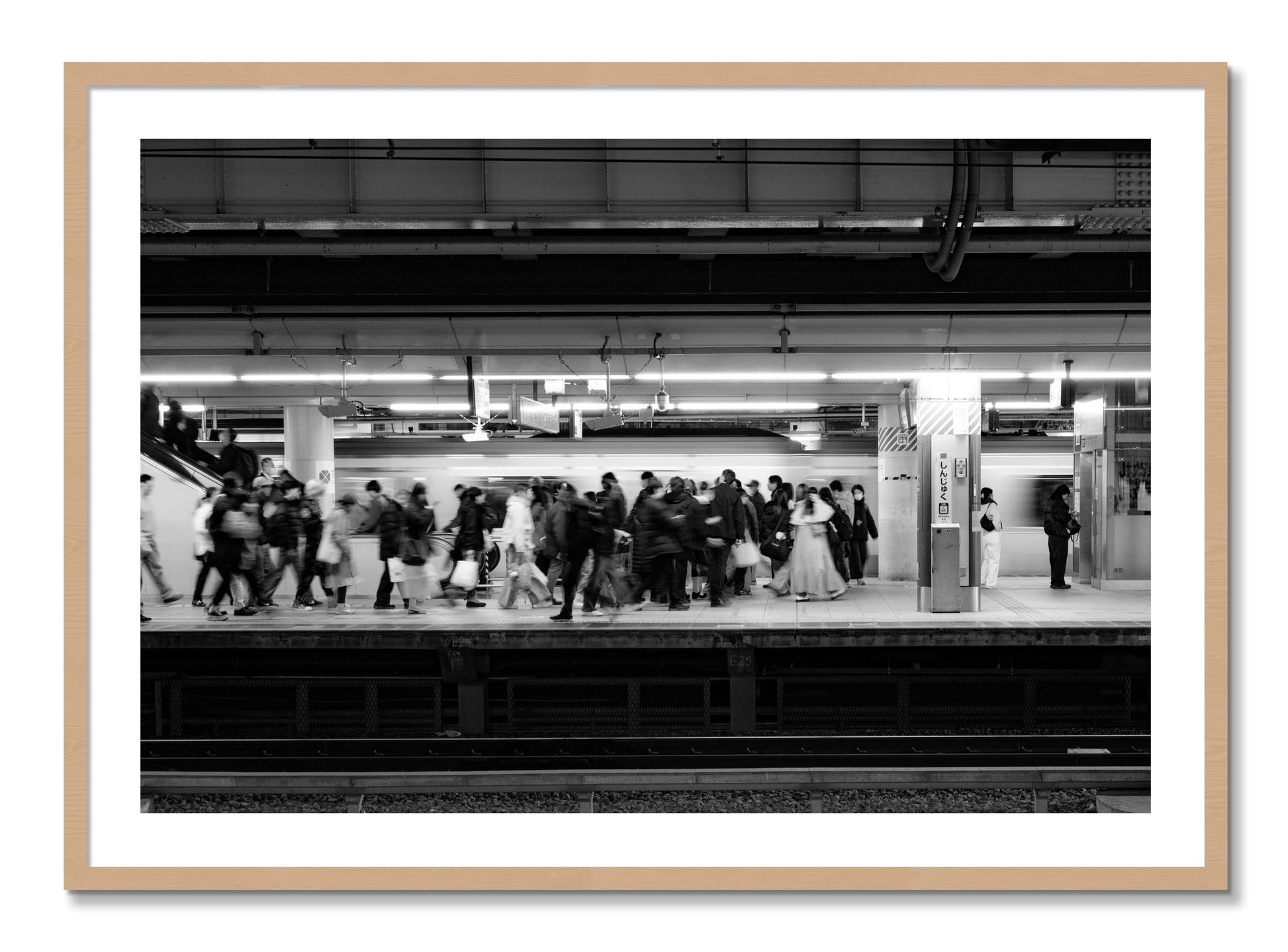Framed photograph of Rush Hour In Tokyo by Dylan Ozanich, Oak frame, Borders