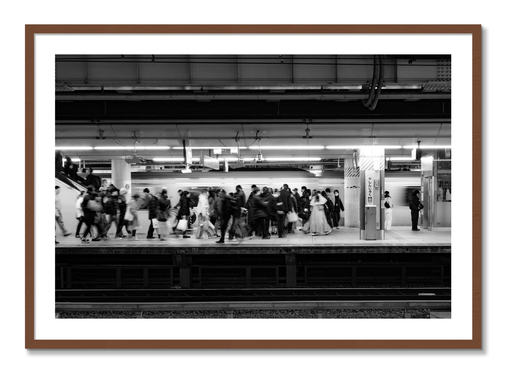 Framed photograph of Rush Hour In Tokyo by Dylan Ozanich, Walnut frame, Borders